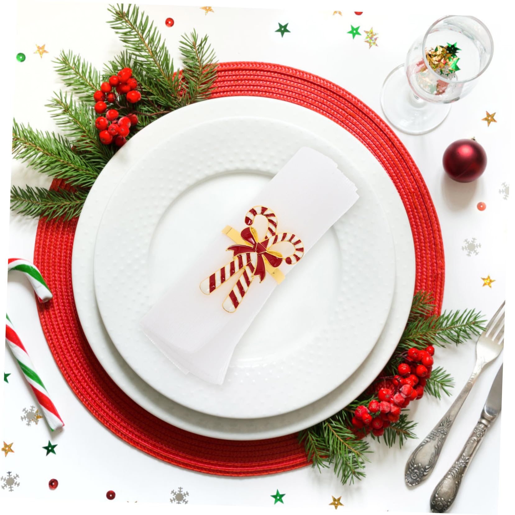 4 Pezzi Portatovaglioli Natalizi in con Design Decorativi per Tovaglioli Accessori Tavola per Feste Natale e Riunioni Facili da e Usare