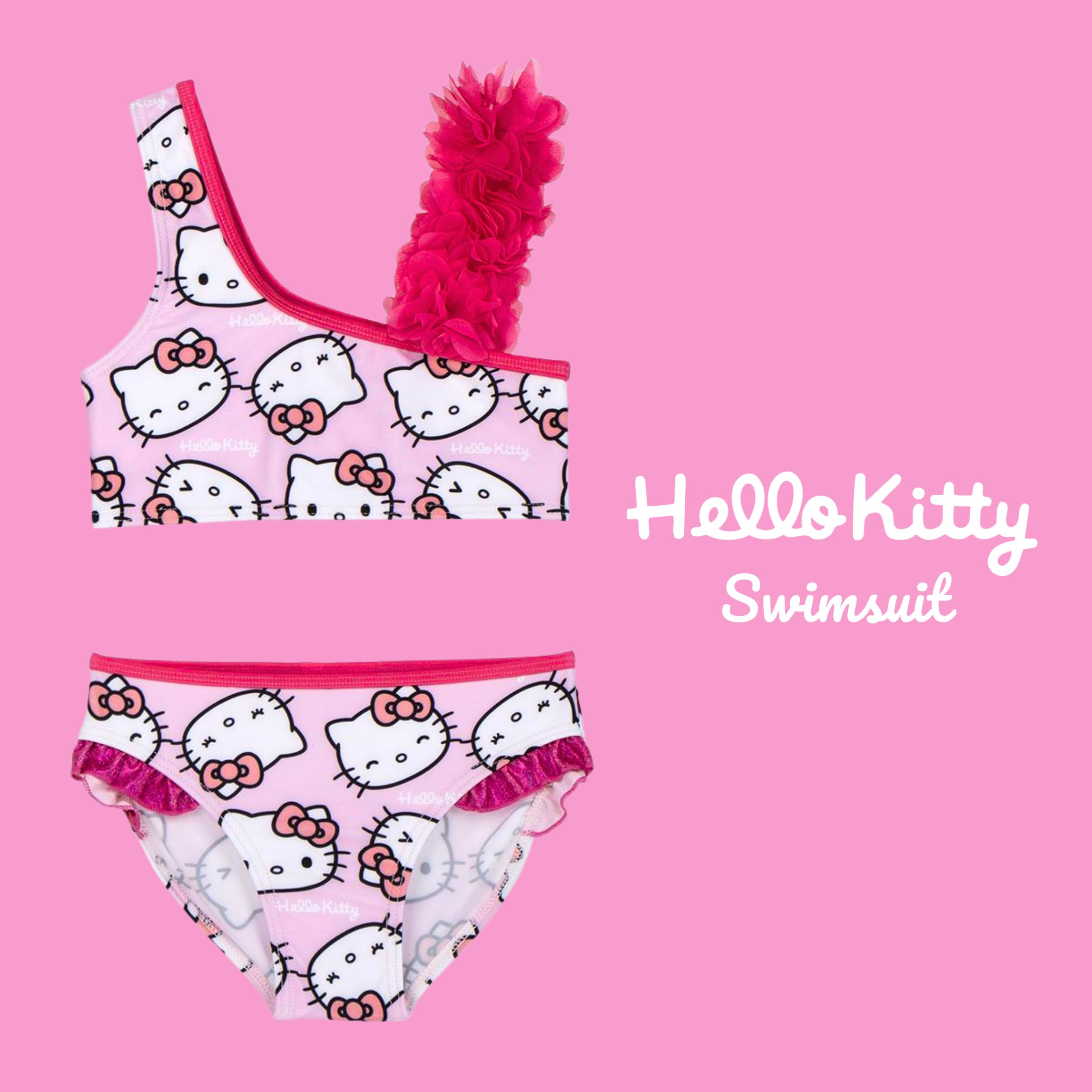 Hello Kitty Bikini Deux Pièces pour Filles, Maillot de Bain D'été pour Enfants, Tailles 3 à 7 Ans