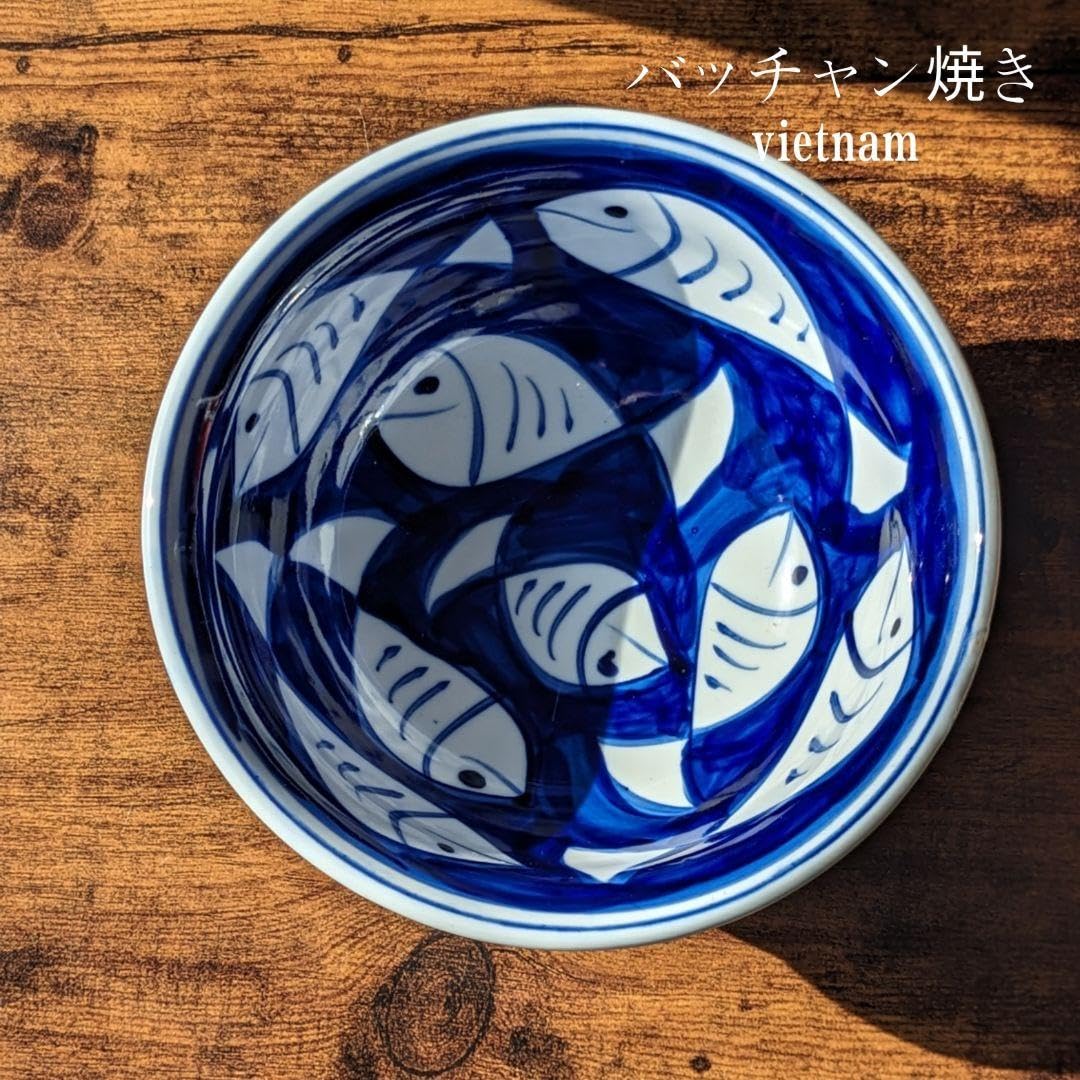 スコータイ ソコタイ 鉄絵タイ焼物 黒呉須 安南 魚紋鉢 箱入 時代物 皿