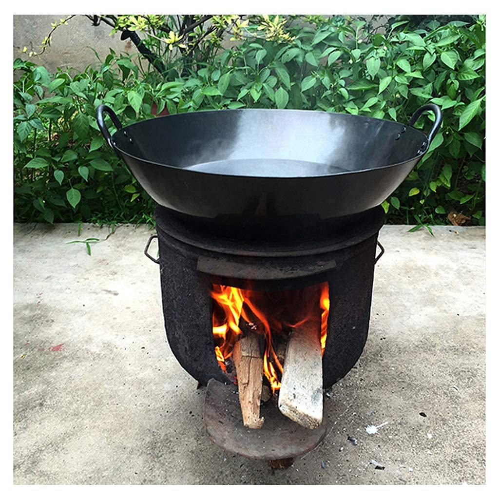 Wok Traditionnel en Fonte Martelée À La Main, Marmite De Chef - Grande Capacité, Repas pour Plusieurs Personnes, Ne Rouille Pas,45cm