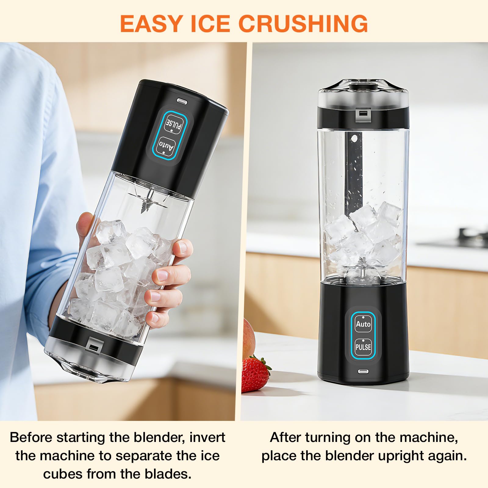 GVODE Frullatore Portatile Mini, 700ml Smoothie Maker con 360W Potenza, 6000mAh Batteria USB-C Ricaricabile, IPX8 Impermeabile per Protein Shakes & Ghiaccio