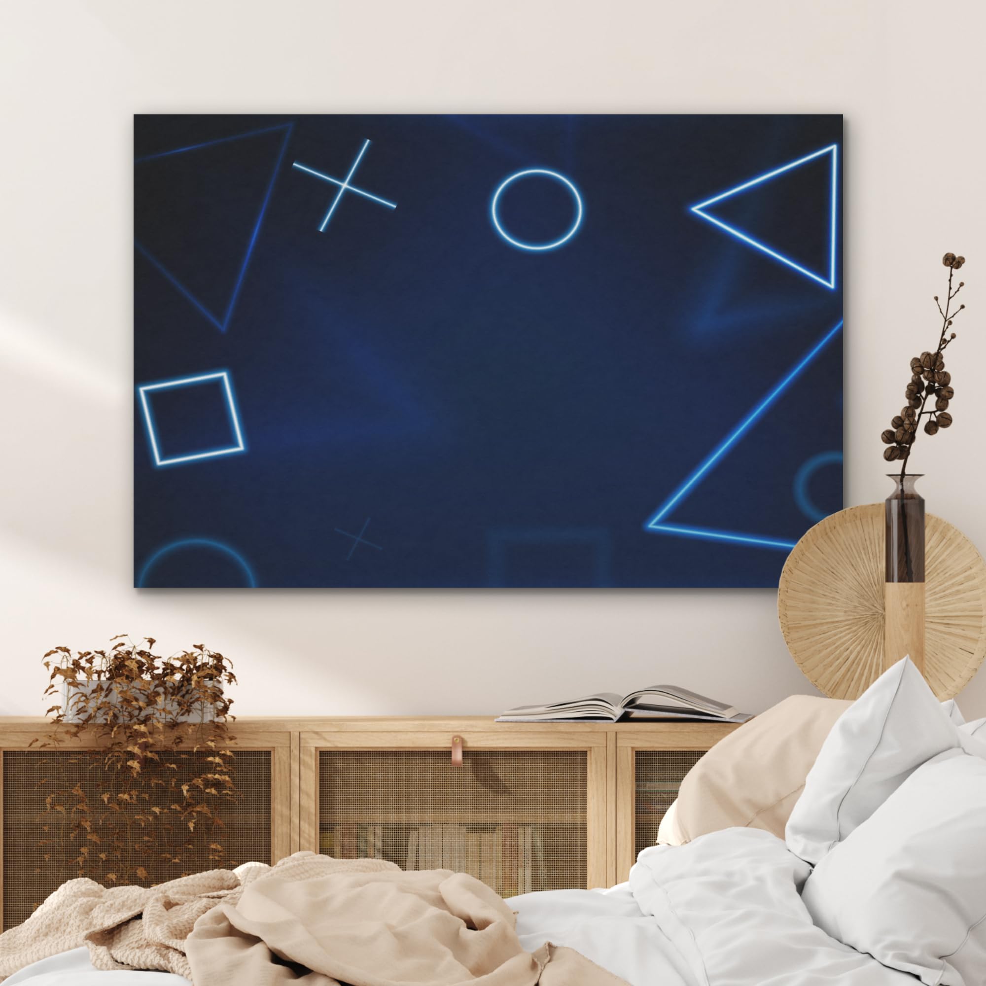 MuchoWow© Decoracion Pared 100x70 cm Paneles Acusticos Decorativos Panel Insonorizante Insonorizar Habitacion Insonorizacion CuadrosGaming - Neón - Azul