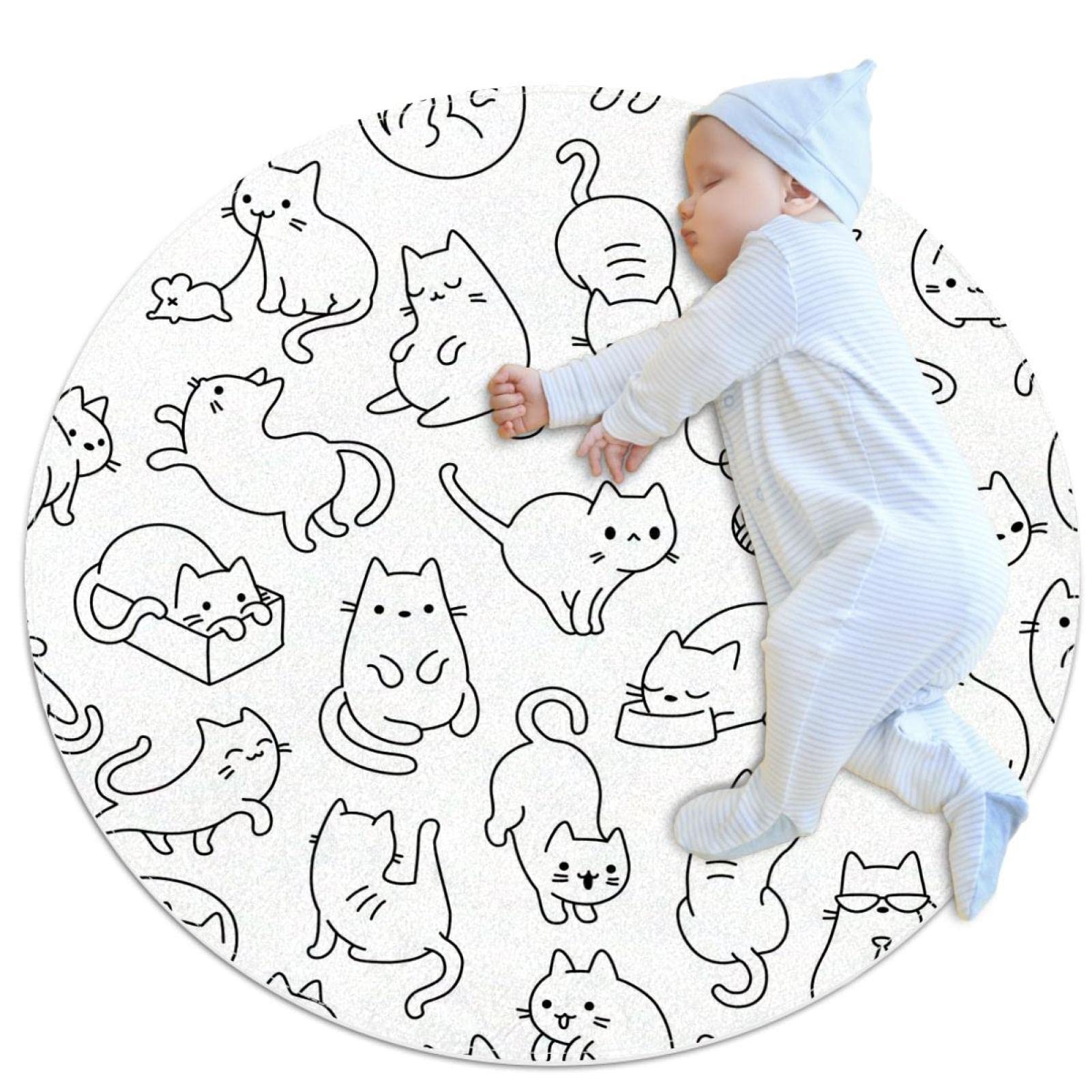 Tapis chat mignon rond antidérapant et doux pour créer un coin lecture apaisant