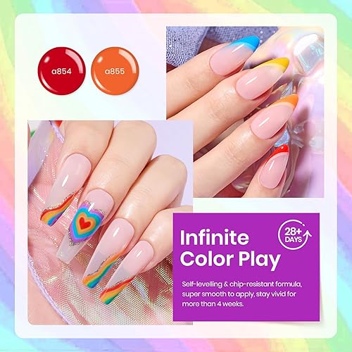 Miniatura 4 de Beetles - Juego de esmaltes de uñas de gel 6 colores retro colección de la vieja escuela lámpara LED U V esmalte de uñas de gel rojo amarillo azul