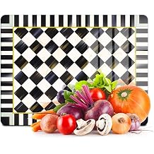 Decovetro Cam Kesme Tahtas  ve Sunumluk ve Sunum Taba  MacKenzie Siyah Beyaz Damal  30x40 cm