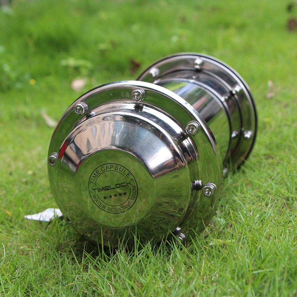 Capsula del Tempo Time Container - Contenitore Resistente della Serratura del Contenitore Impermeabile Antiossidante della Capsula dell'Acciaio Inossidabile per Il Regalo Futuro di Graduazione,7.3Inch