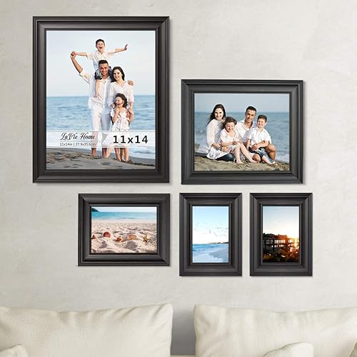 Miniatura 6 de LaVie Home Marcos de fotos de 5 x 7 pulgadas (1 paquete, negro) juego de marcos de fotos rústicos con vidrio de alta definición para montaje en