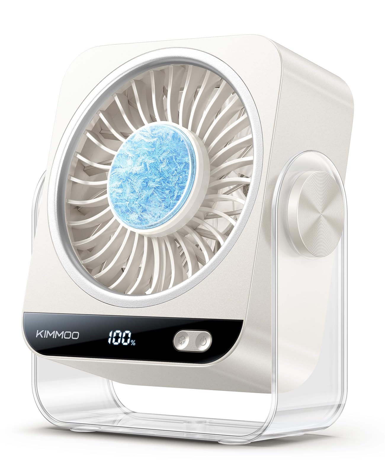 Photo 1 of KIMMOO USB Desk Fan for Bedroom, 199 Speeds Turbo Airflow, Portable Fan with Ice Cooling, Digital Display Quiet Table Fan, 270° Rotating Small Rechargeable Battery Desktop Fans for Home Office (White)