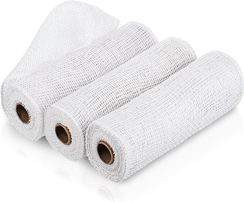 Miniatura 1 de 3 rollos de malla decorativa de arpillera de poliéster de 10 pulgadas de ancho, rollos de cinta decorativa de poliéster para decoración de coronas