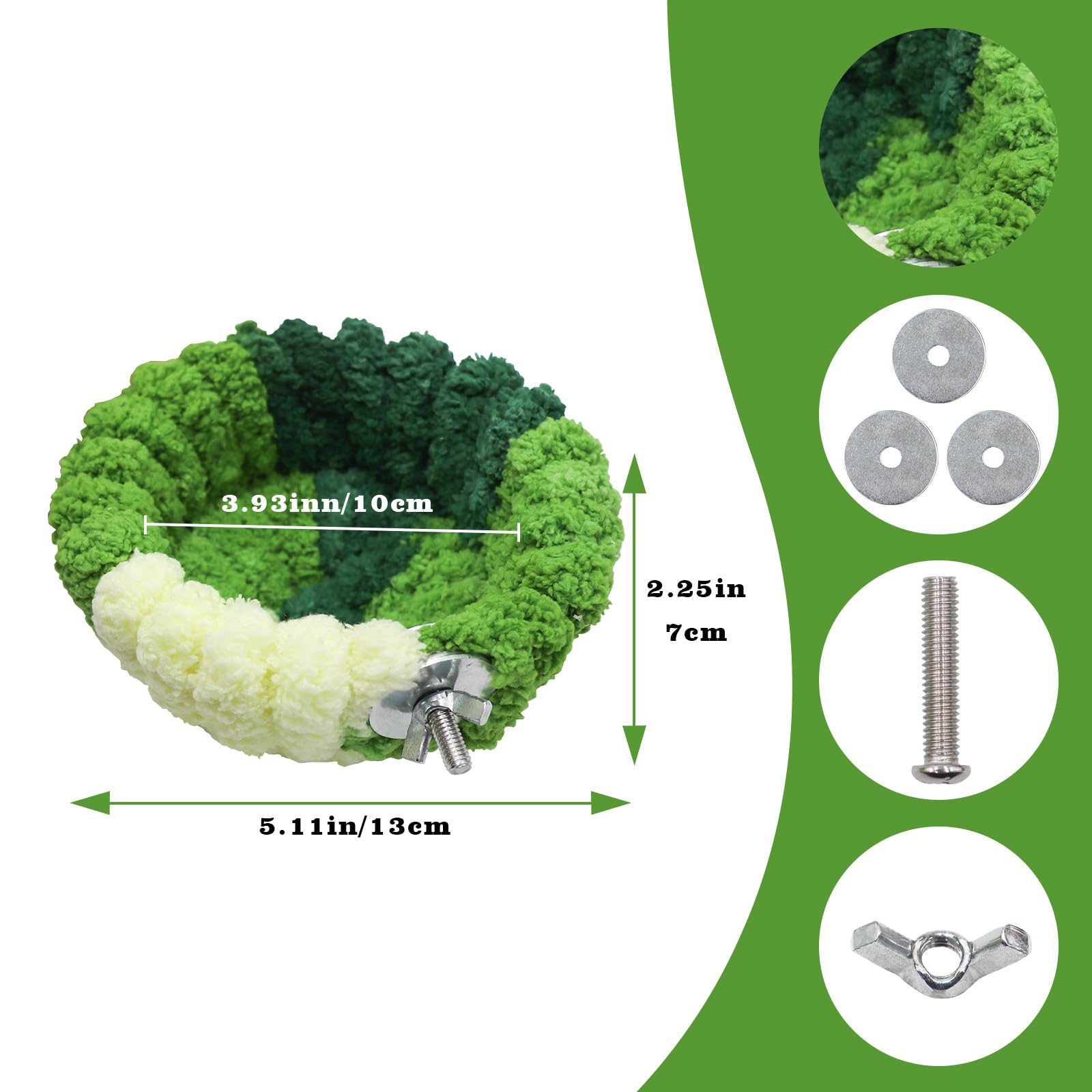 Bird Nest and Bed for Cage with Suction Cup and Fluff - Breeding Accessories for Budgie, Lovebird, Parrotlet, Canary, Finch and Other Small Birds