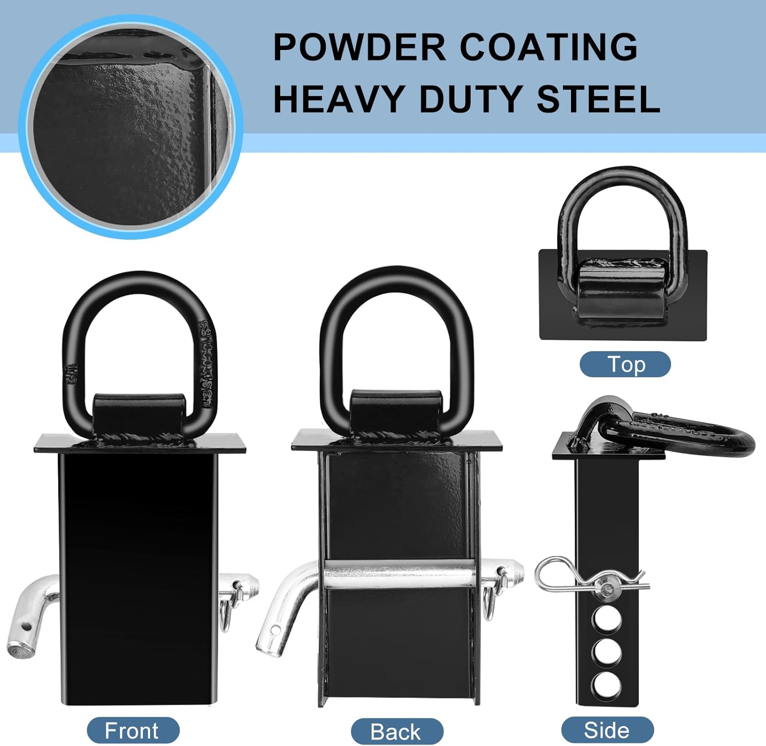 6 Packs 1/2" Stake Pocket Trailer D Ring, Heavy Duty Tie Down Anchors 12000lbs Load Removable D-Ring Stake Pocket Trailer Accessories Utility for Flatbed Cargo Truck, Black - Image 5