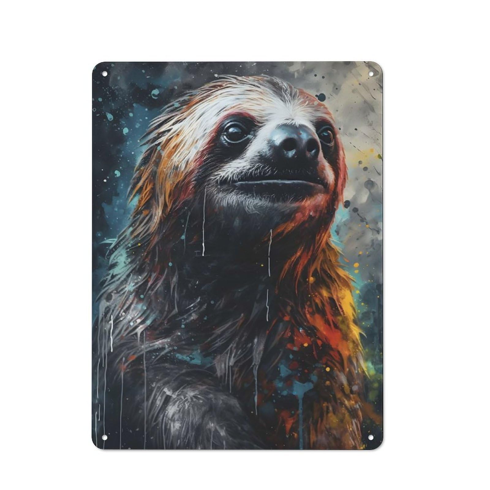 Junmoney Charcoal Sloth Portrait Vintage Tin Sign 40X30cm For Garden Room Or Summerhouse, For A Newly Organised Room And Metal Sign Display