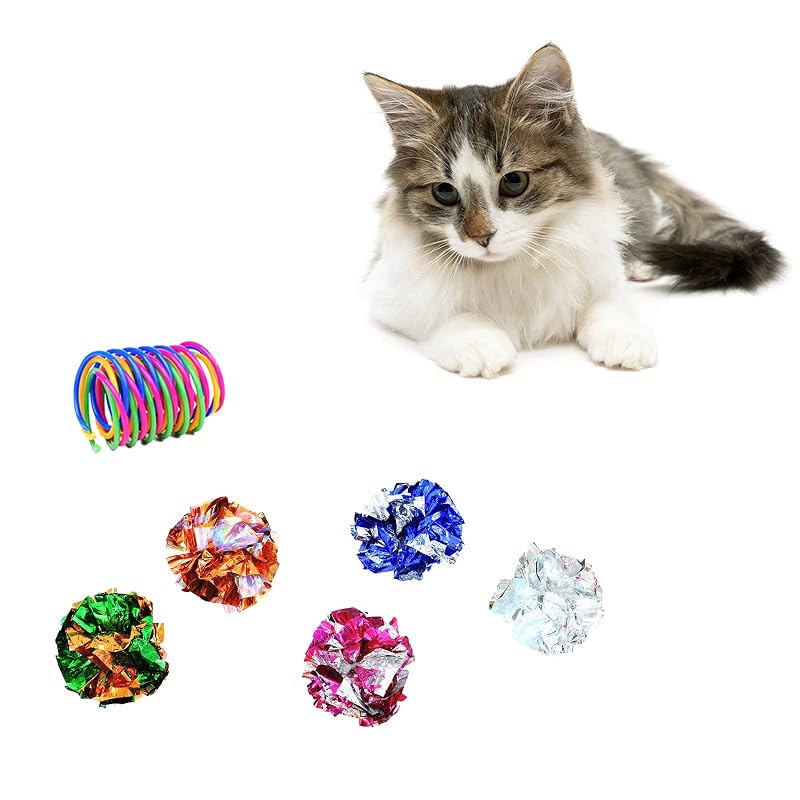Brinquedos para Gatos WishLotus com Molas Espirais e Bolas com Ruído, Kit com 9 Unidades