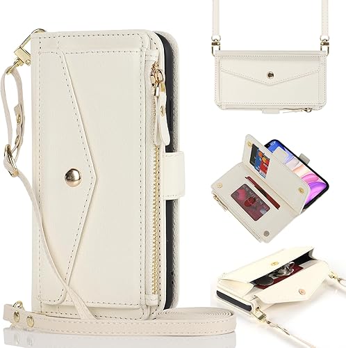 Funda tipo cartera para iPhone 12 Pro Max con tarjetero con cremallera para mujer, iPhone 12 Pro Max, fundas para teléfono, ranuras cruzadas con