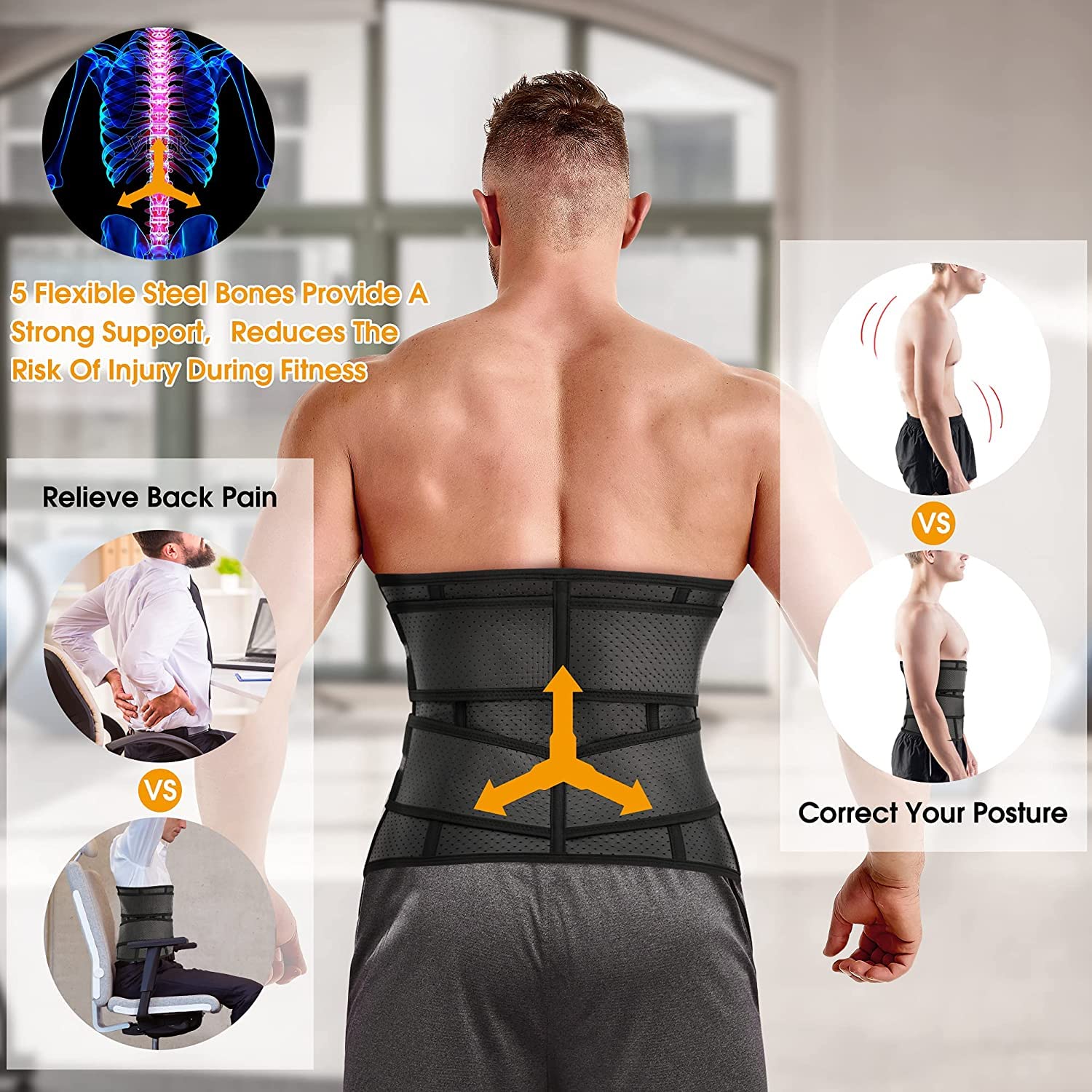 Ceinture de Sudation Homme Gaine Amincissante Ventre Plat Ceinture Abdominale Minceur pour Sport Fitness Sauna