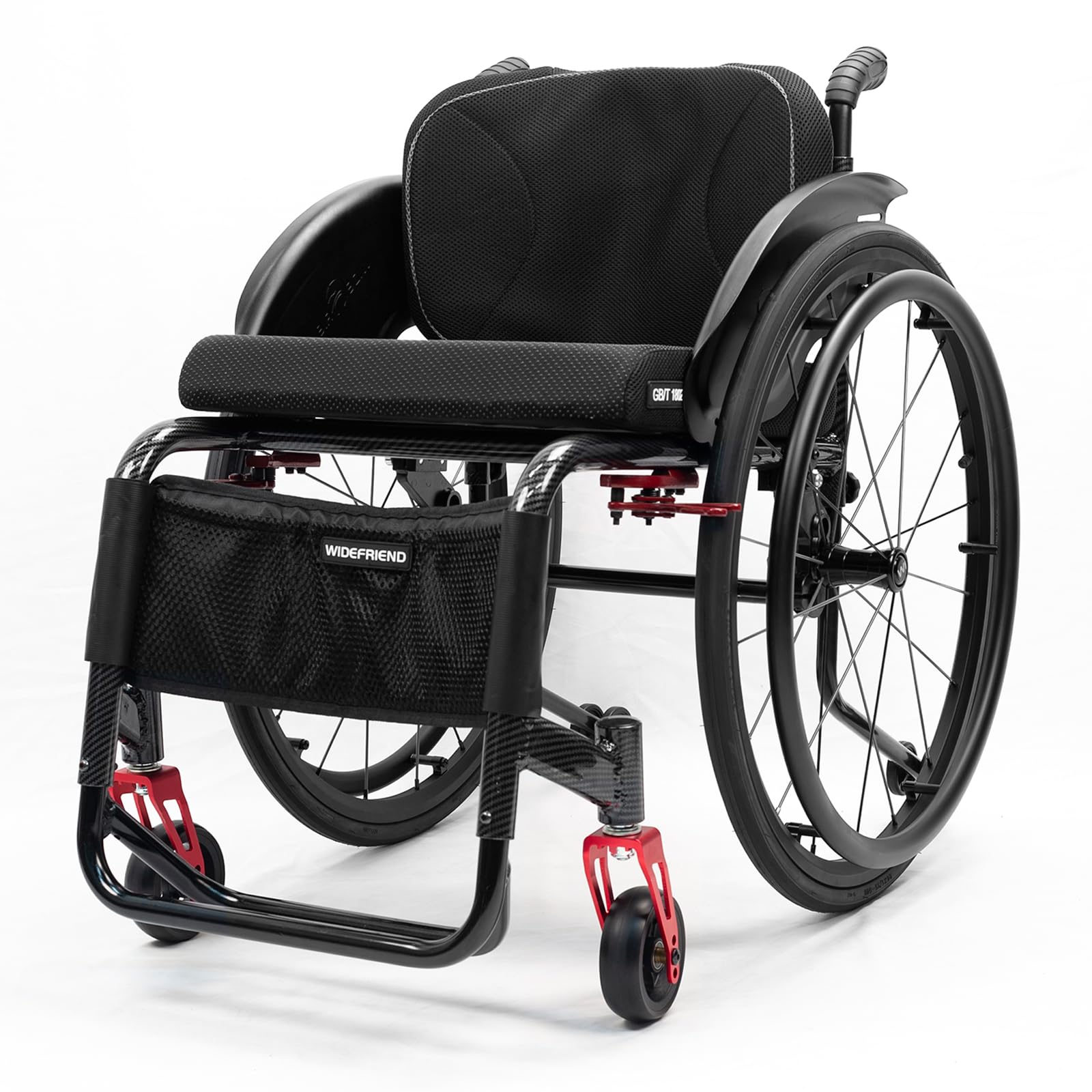 Carrozzina Sportiva Leggera,Sedia a rotelle Stabile per Tutti i Terreni,Carrozzina per Adulti,Carrozzina in Alluminio,Adatta per Adolescenti, Adulti e Anziani(Seat Width 42cm,Black)