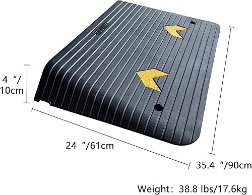 Miniatura 9 de Rampa de umbral de goma, rampa para silla de ruedas de 1.5 pulgadas, rampa de goma reciclada, capacidad de carga de 44092 libras, rampa de goma