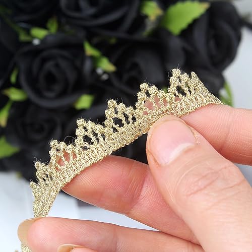 Miniatura 4 de 2.36 pulgadas de ancho con ribete de encaje bordado para costura, cortina y mantel (dorado #19 (4 yardas))