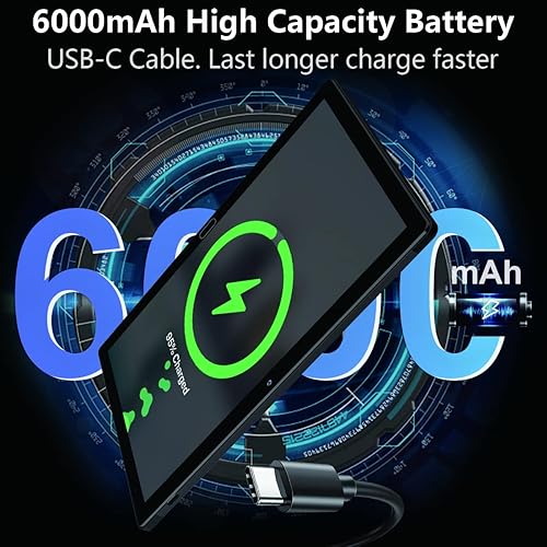 Vista 6 de Tableta Android 13 de 10 pulgadas, tableta 2 en 1 con 4+64/512 GB de almacenamiento Octa-Core, compatible con tarjeta SIM dual 4G con teclado