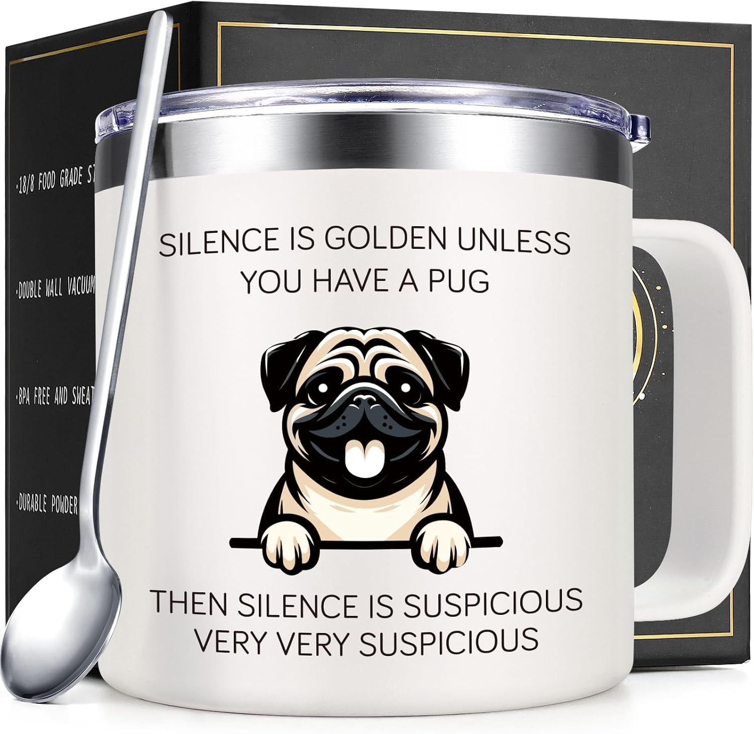 Pug Gifts 14oz Stainless Steel Tumbler Cup
