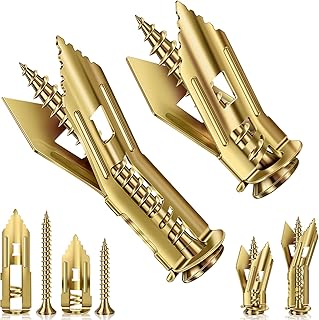 160 Pcs Self Drilling Drywall Anchors with Screws, 2Sizes 80 Sheetrock Anchors & 80 Zinc Expansion Screws, for Picture Frames, Shelves, TV, Zinc Plated Steel, No Drill Needed