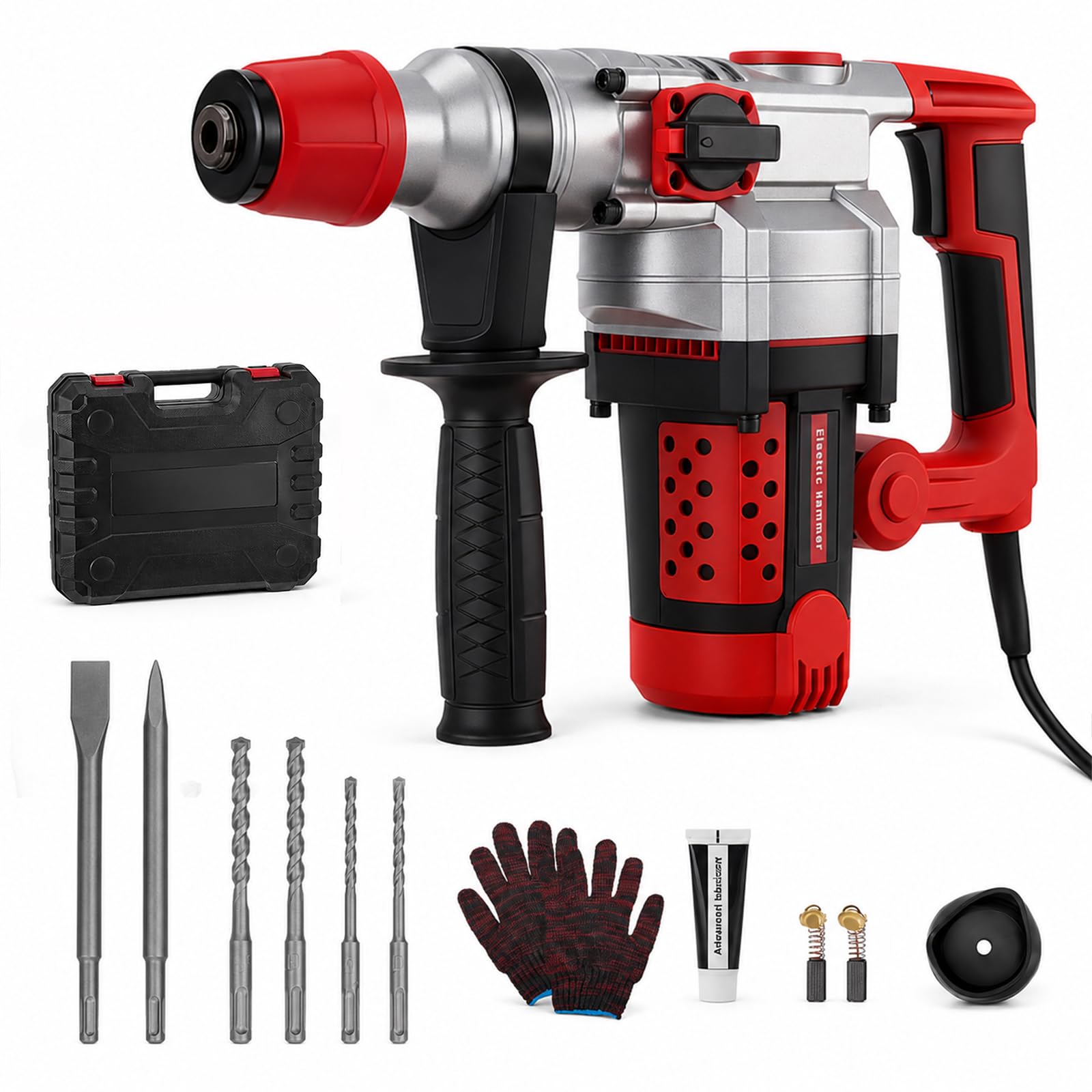 Martillo Perforador 2200W, 5J Energía de Impacto, SDS Plus Mandril, 850RPM, Martillo Demoledor con Embrague de Seguridad& Control de Vibración, Martillo Percutor para Concreto, Metal y Madera