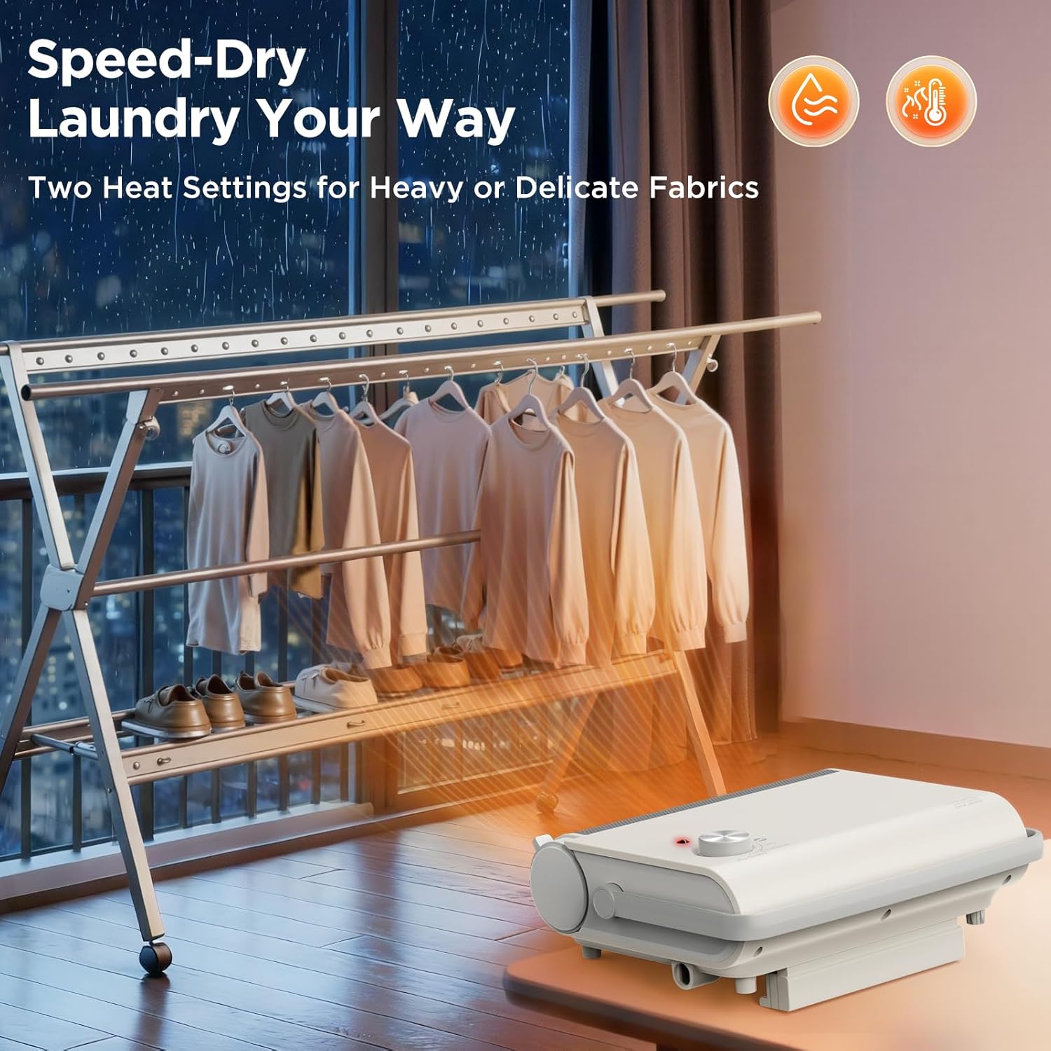 EasyAcc Electric Heaters for Indoor Use, 1200W PTC Fast Heating Energy Efficient Panel Wall Heaters, 30° Oscillation, 3 Modes, Easy 2-Min Install, Plug in Space Heater for Bathroom Bedroom Office