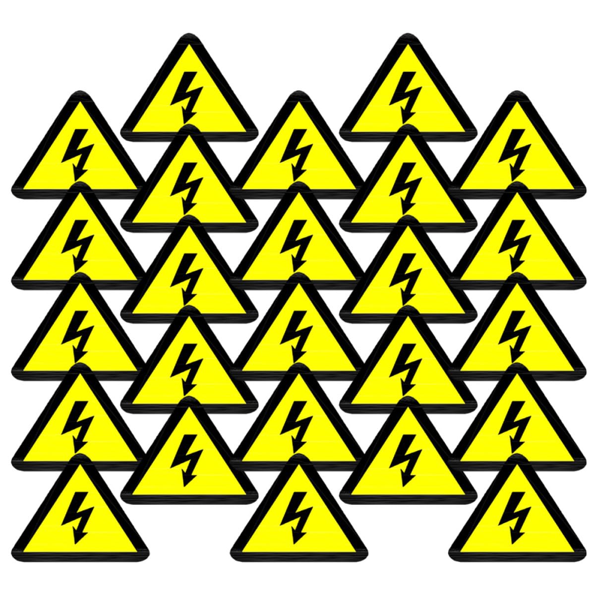 CHILDWEET Étiquettes Autocollantes D'avertissement Électrique Haute Tension, Forme Triangulaire Jaune 50x50 Mm, Lot de 25 Pièces, Adhésif Résistant pour Panneaux de Danger Électrique