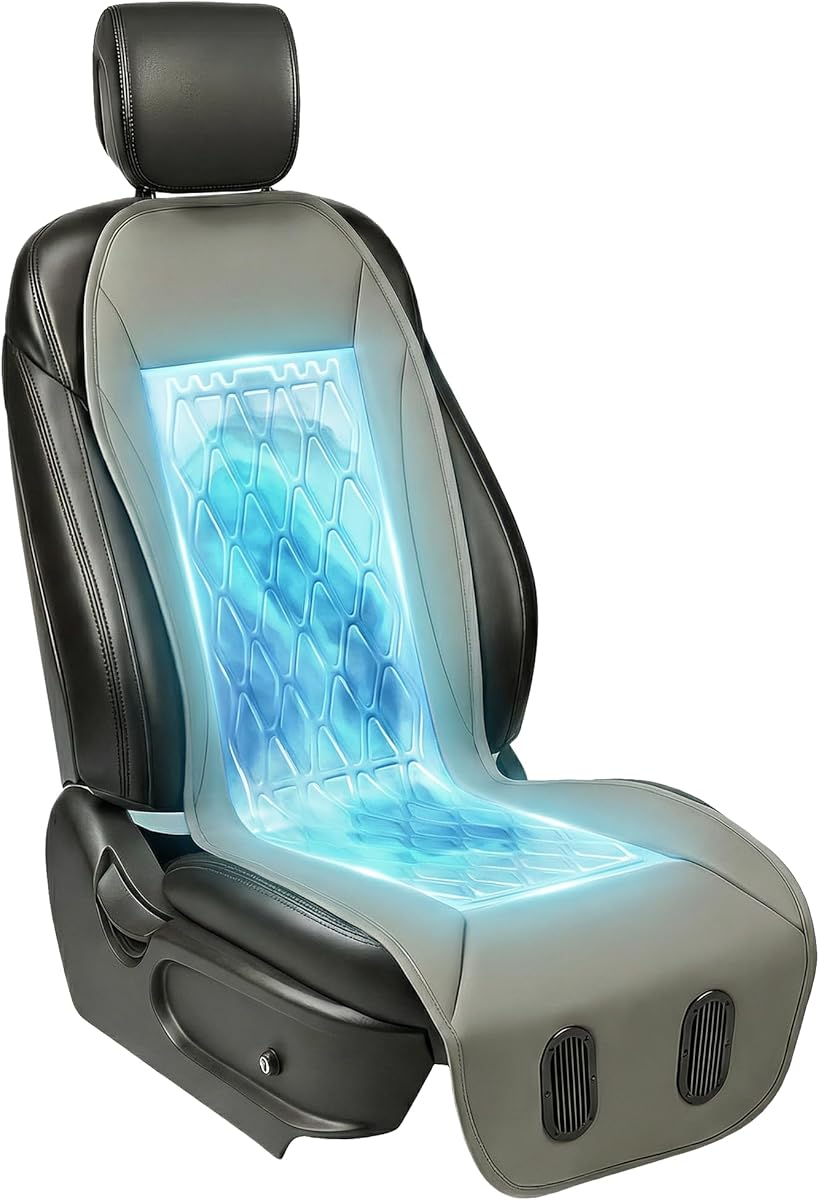 Liquid Cooled Cooling Car Seat Cover Front Seat, 12V-24V Air Conditioned Car Seat Cover with 3 Temp Modes, Ventilated Cooling Car Seat Cushion for Car SUV Truck Universal Fit, Dark Gray