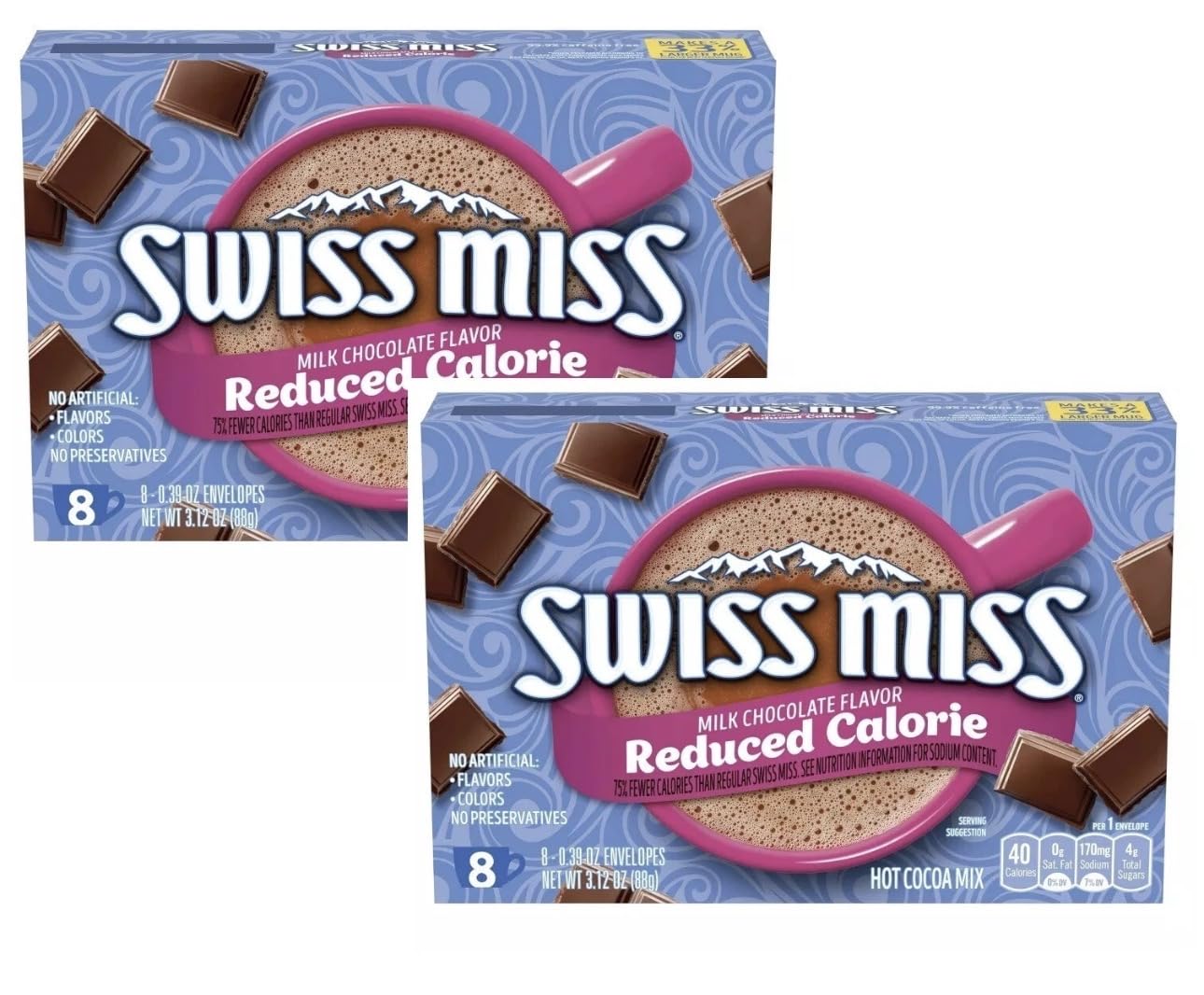 Swiss Miss Milk Chocolate Flavor Reduced Calorie Hot Cocoa Mix (8) 0.39 Ounce Envelopes (2 Packages)