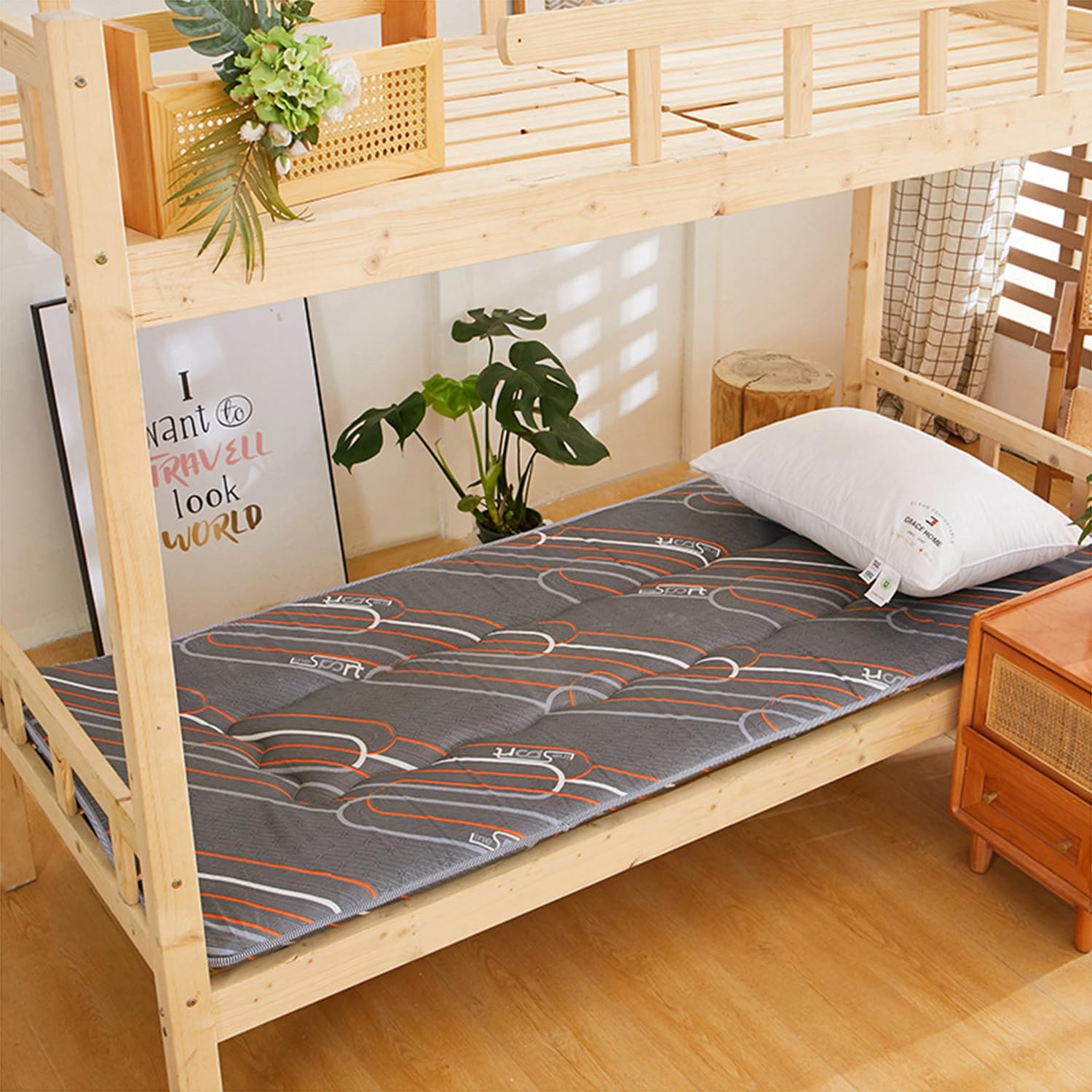 Materasso futon Giapponese da Pavimento, Spesso, Tatami, materassino Pieghevole, Arrotolabile, per dormitorio, 10,150x200cm