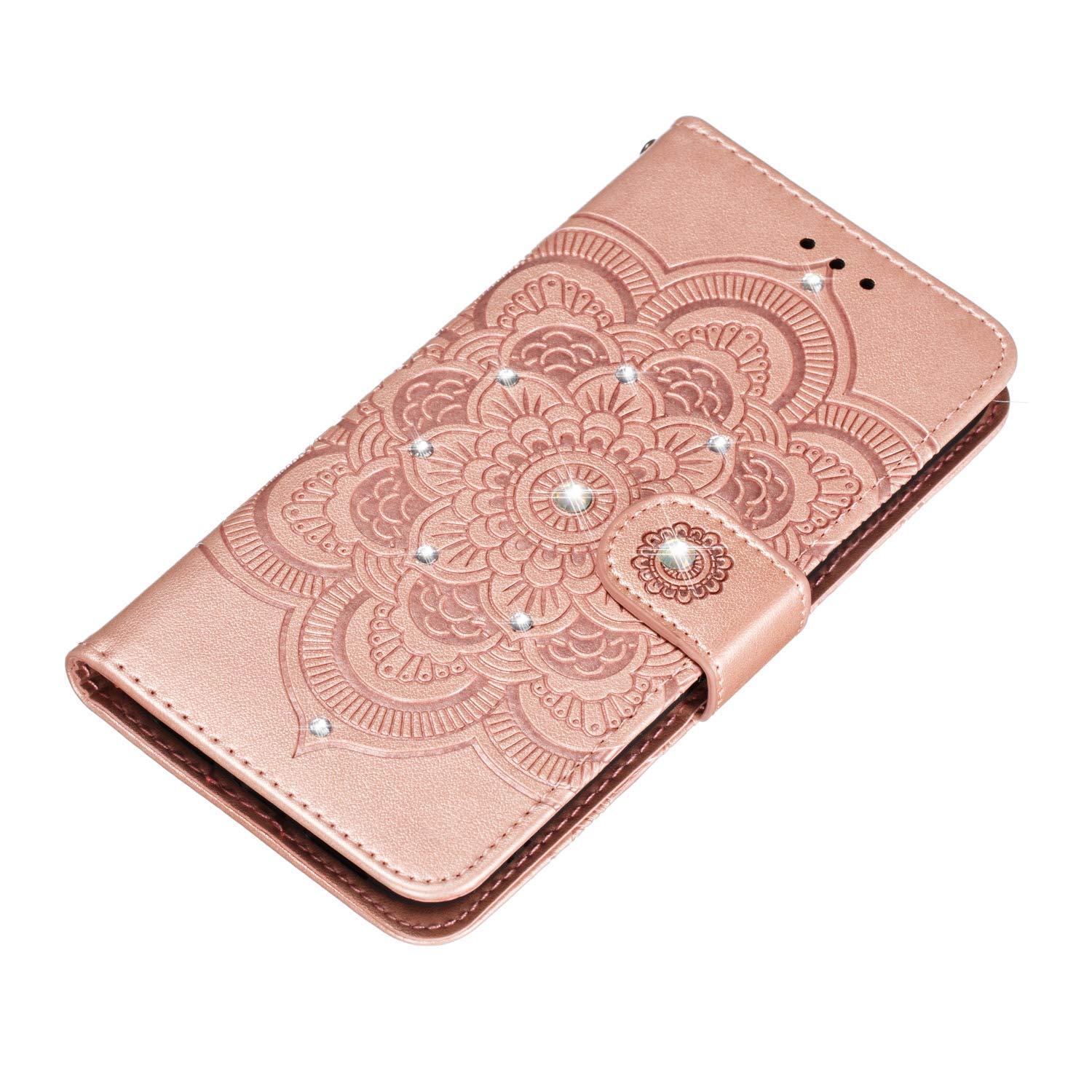 LEMAXELERS Cover Portafoglio Per Samsung Galaxy S10 Con Glitter E Motivo Mandala - Fodero In Pelle PU Con Supporto - 4