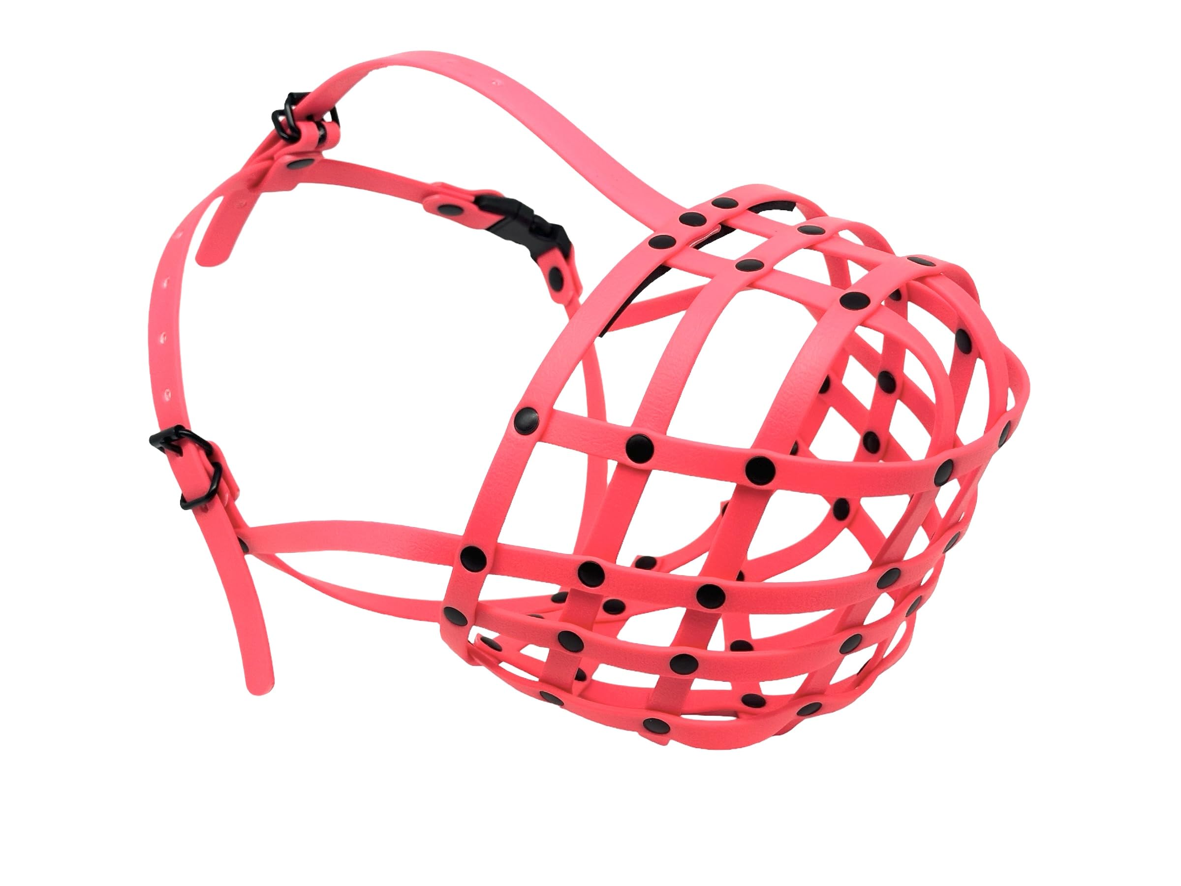 Durable Biothane Dog Muzzle for Dogue de Bordeaux, Bullmastiff and Similar Snouts (XDB3, Neon Pink)