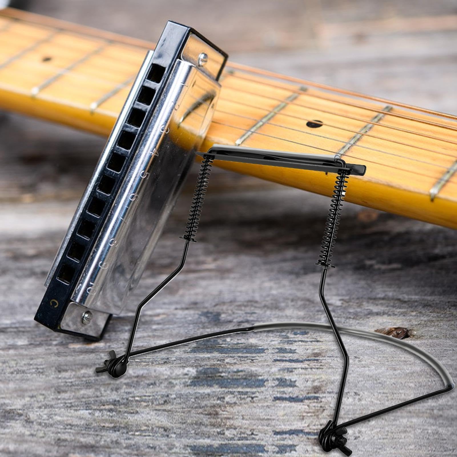 Support d'harmonica professionnel Générique, support d'harmonica 10 trous | Support d'harmonica à 10 trous, support de cou en métal noir anti-rayures, accessoire de Support professionnel pour adulte