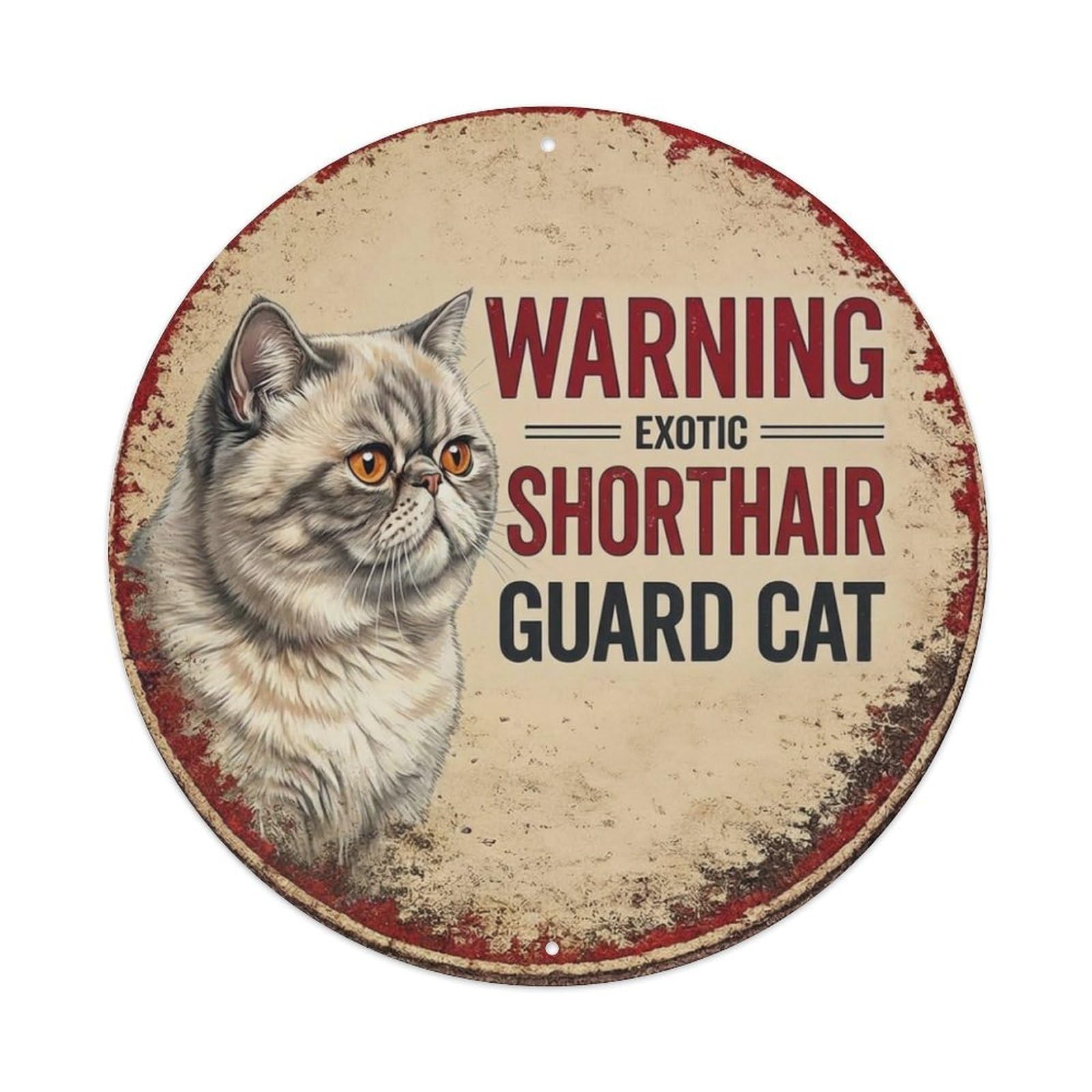 Tgrcjimh Style Metal Tin Sign Vintage Warning Exotic Shorthair Cat
