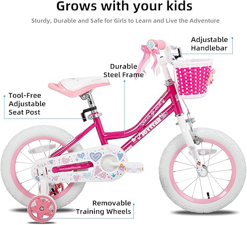 Miniatura 2 de JOYSTAR Angel - Bicicleta para niñas pequeñas y niños de 2 a 9 años, bicicleta para niños de 12, 14, 16, 18 pulgadas, con ruedas de entrenamiento y