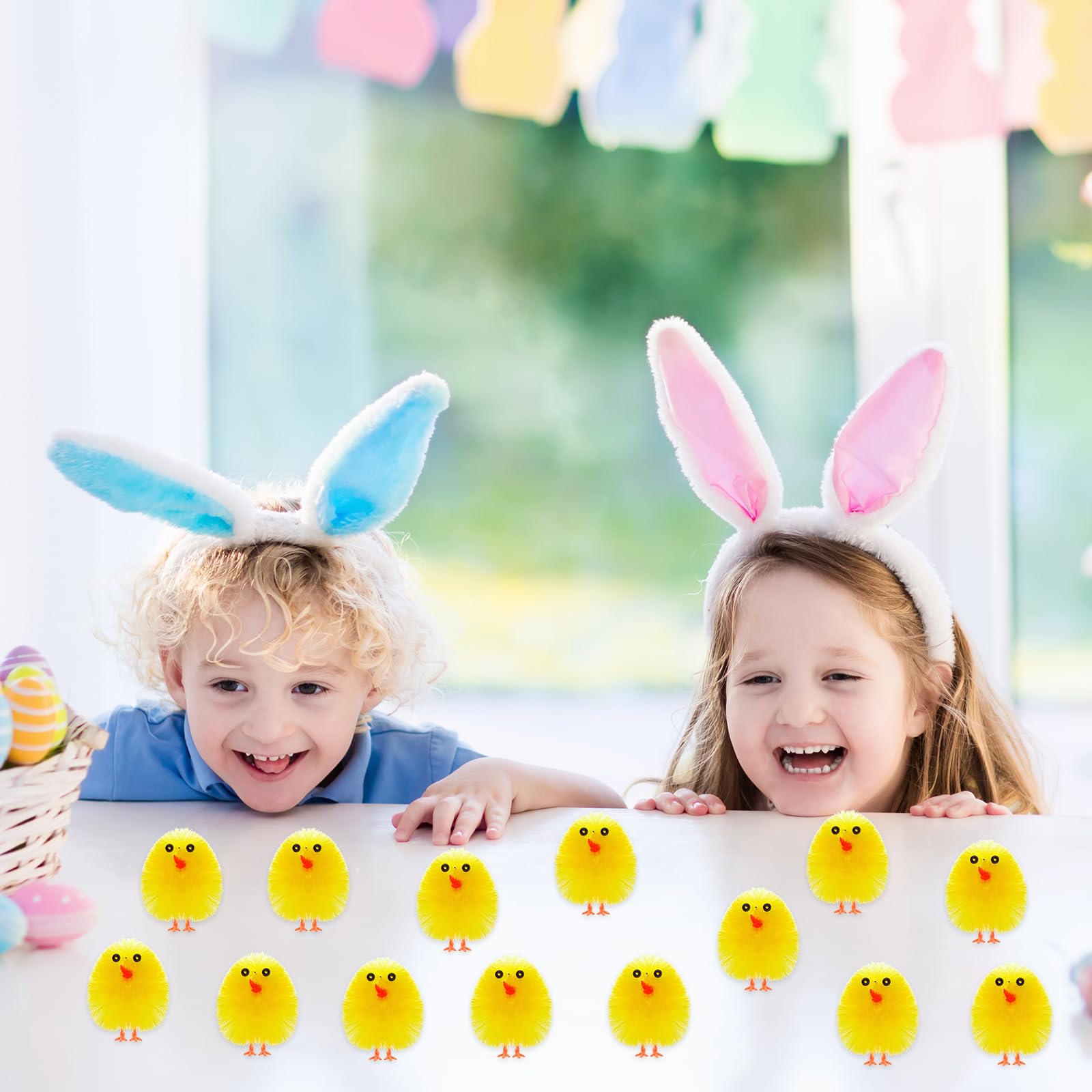 PLULON 36 Piezas Pollitos Amarillos de Pascua, Pollitos Esponjosos de Felpa para Decoración de Huevos, Fiestas de Búsqueda de Huevos y Detalles de Pascua