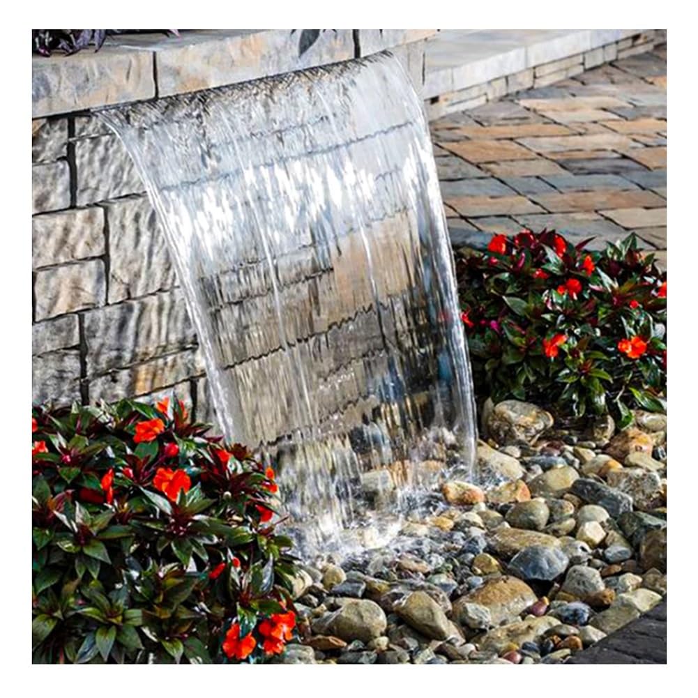 Stainless Steel Waterfall Water Curtain Wall, Outdoor Courtyard Pond & Garden Landscaping Water Outlet, Pool Landscape Water Feature Outlet(Gray/A,60cm)
