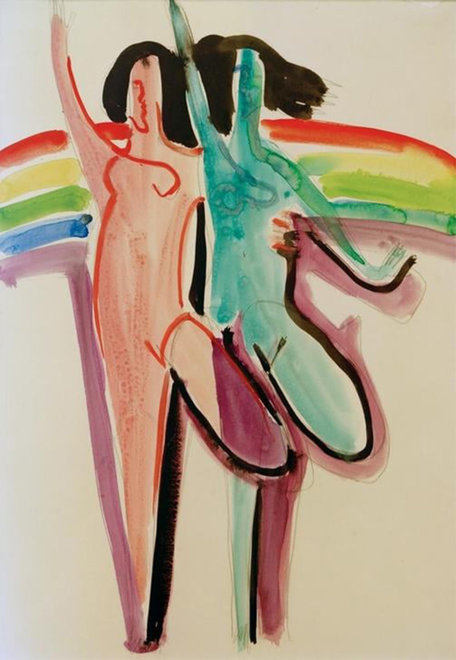 ARTXLXXBN Famous Painting Art Wall Decor Abstract Art Picture Two dancers by Ernst Ludwig Kirchner Animal Pictures for Home Decor 60x90cm