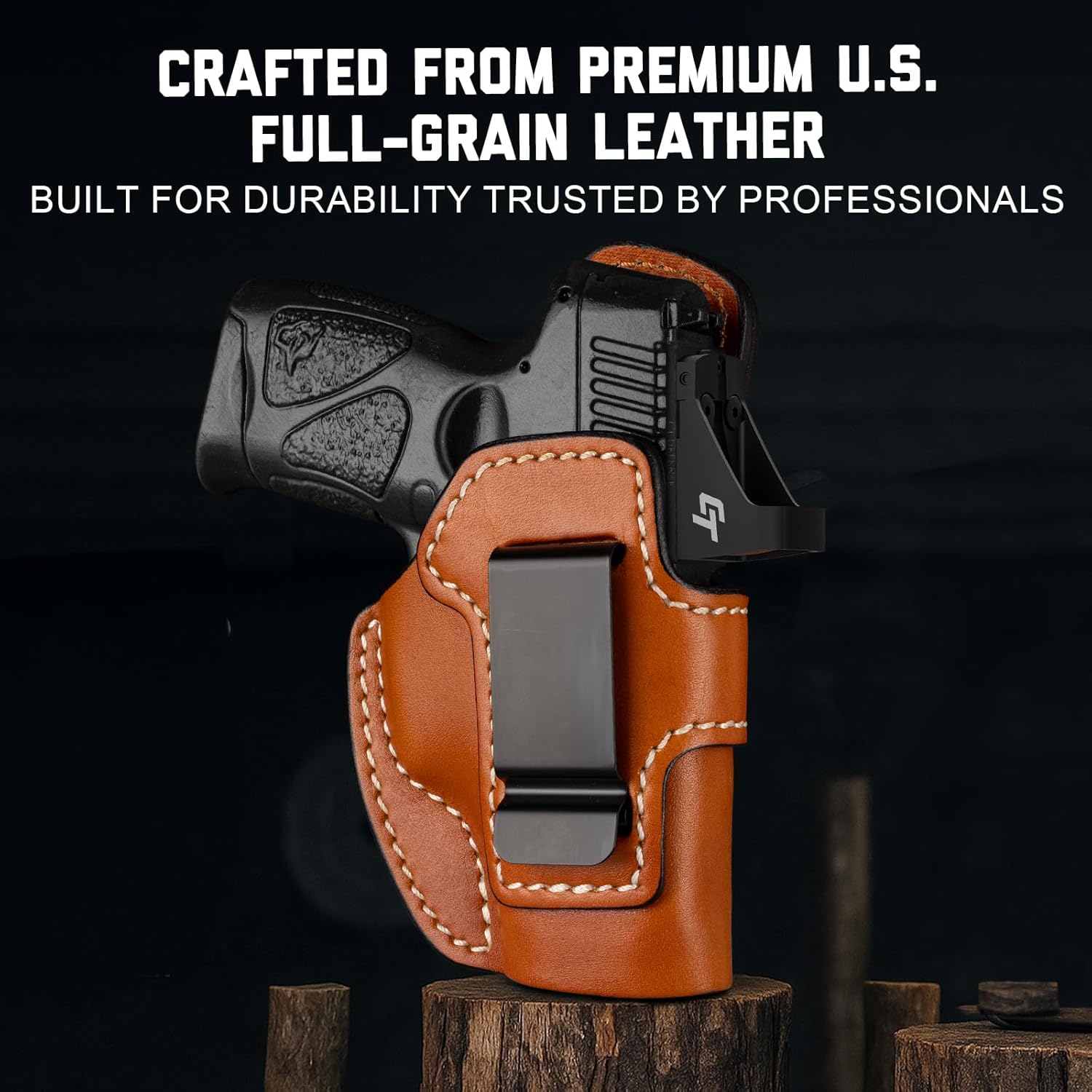 Premium IWB Leather Holster for Taurus G3C/G2C/G2S/G2 PT111/PT140/G3C Toro/TX22 Compact, Optic-Ready Concealed Carry Holster, Steel Clip Fits 1.75" Belt, Inside Waistband, Brown, Right/Left Hand