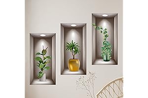 3D Potted Plant Wall Decals: Peel and Stick 3D Magic Murals for Vibrant Home Decor