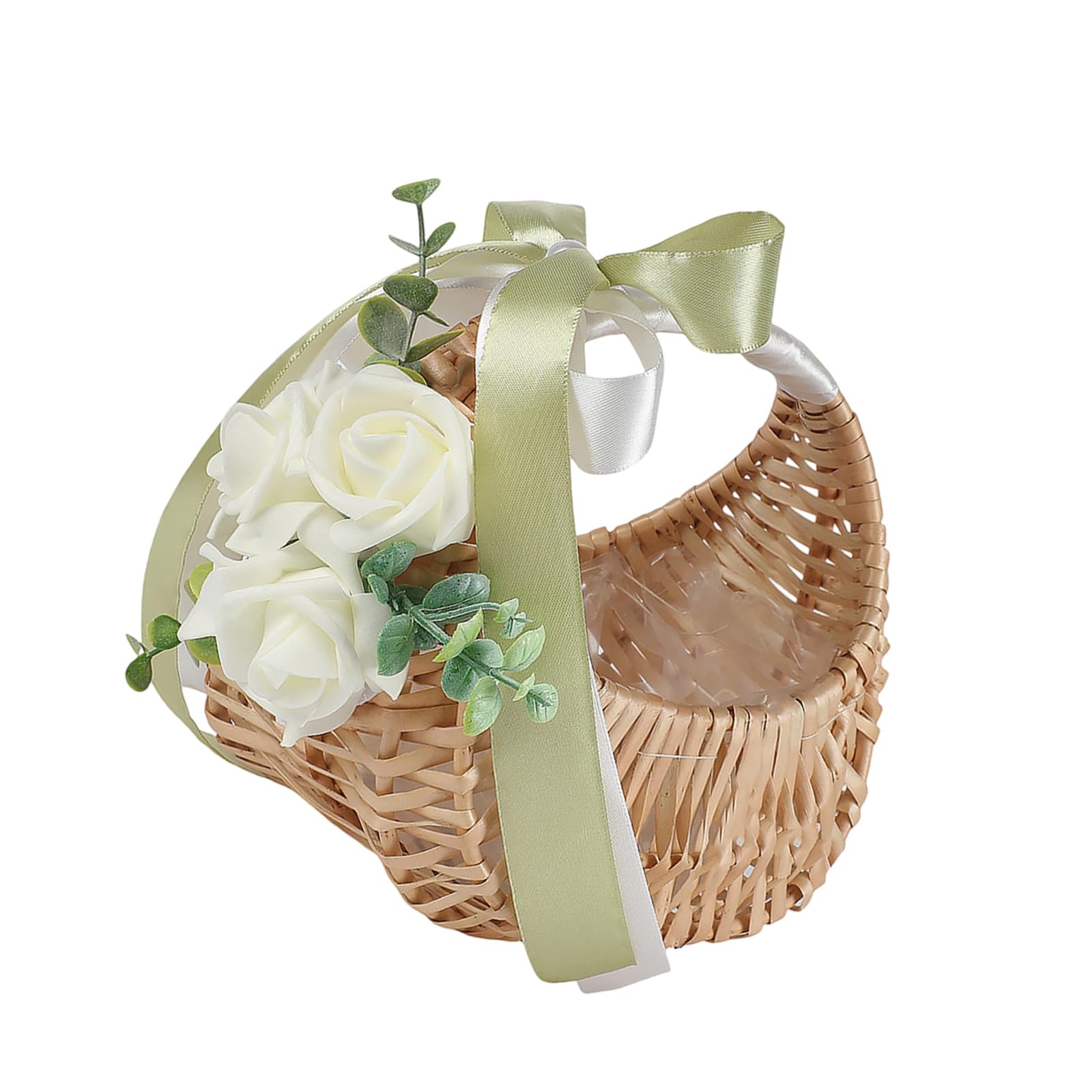 Fabric Bridal Party Basket with Strong Construction for Outdoor Indoor Wedding Receptions Flower Girls Ribbon Basket Wedding