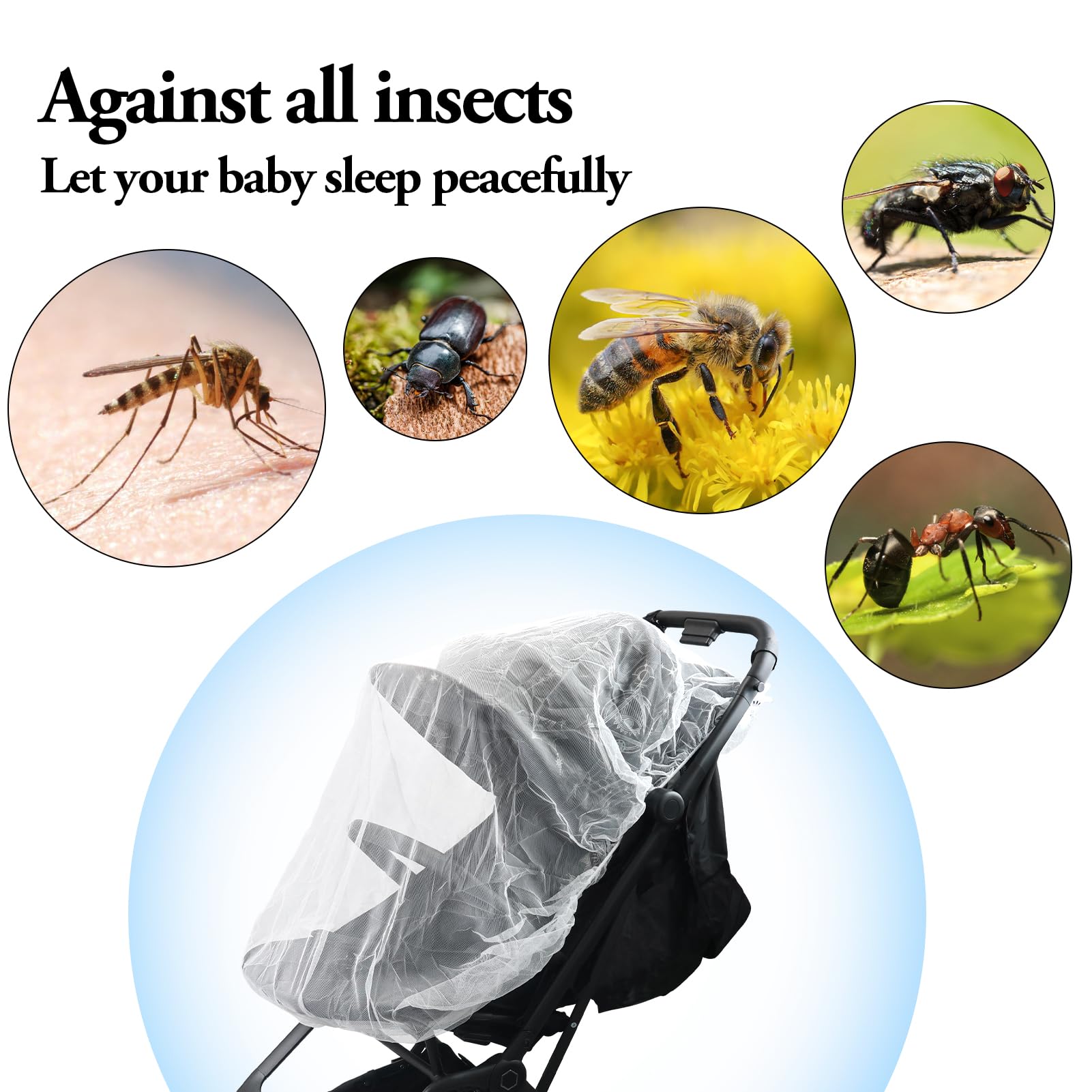 Moustiquaire Ajustable Landau Moustiquaire Bébé 1000 Mesh Pour Poussette Et Porte-bébé - Protection Anti-moustiques Avec Cordon élastique Zanzariera Porta