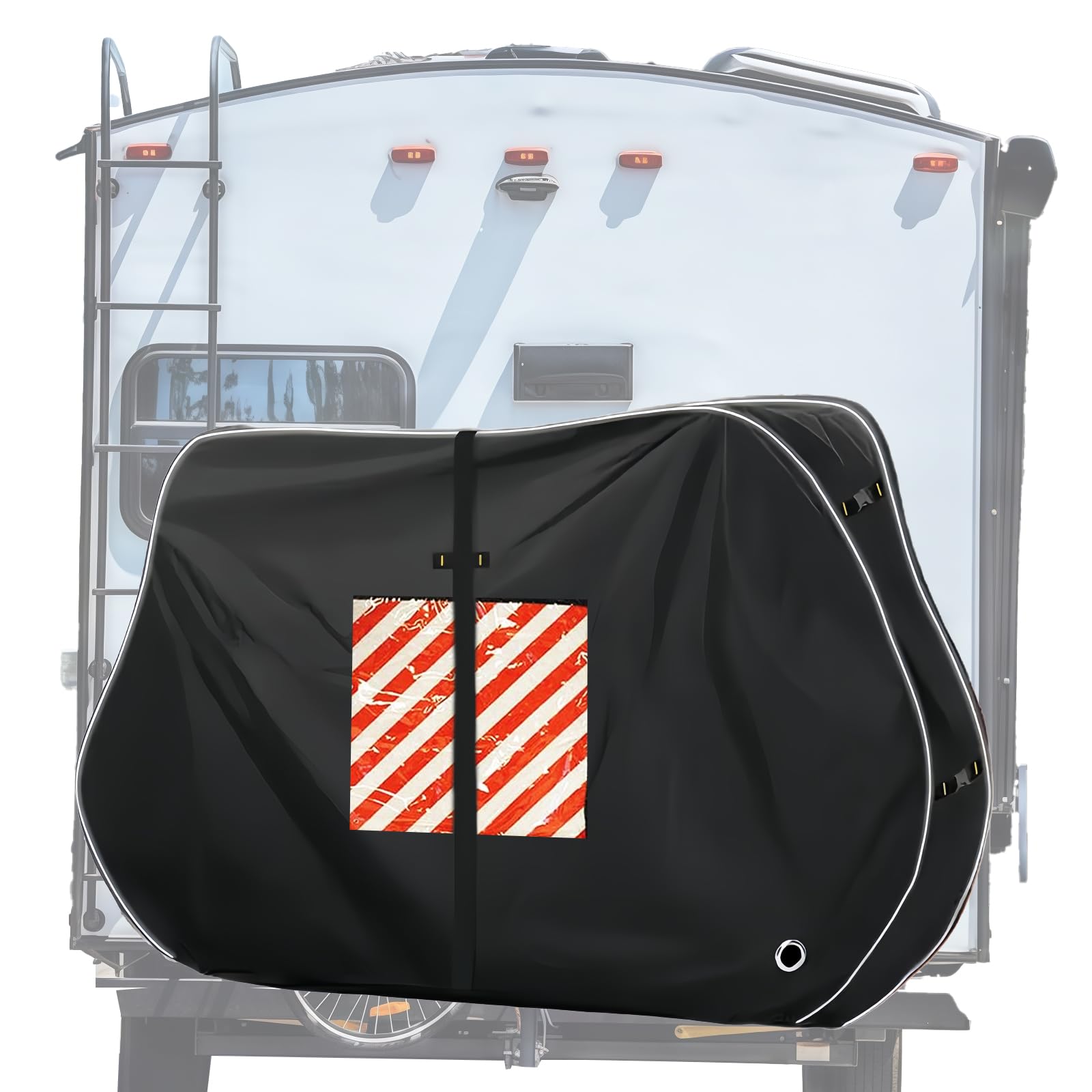 ANEELV Bicycle Cover Weatherproof and Protective 600D Oxford Fabric Suitable for 3 Bikes, Caravan or Motorhome Rear Rack (Black)