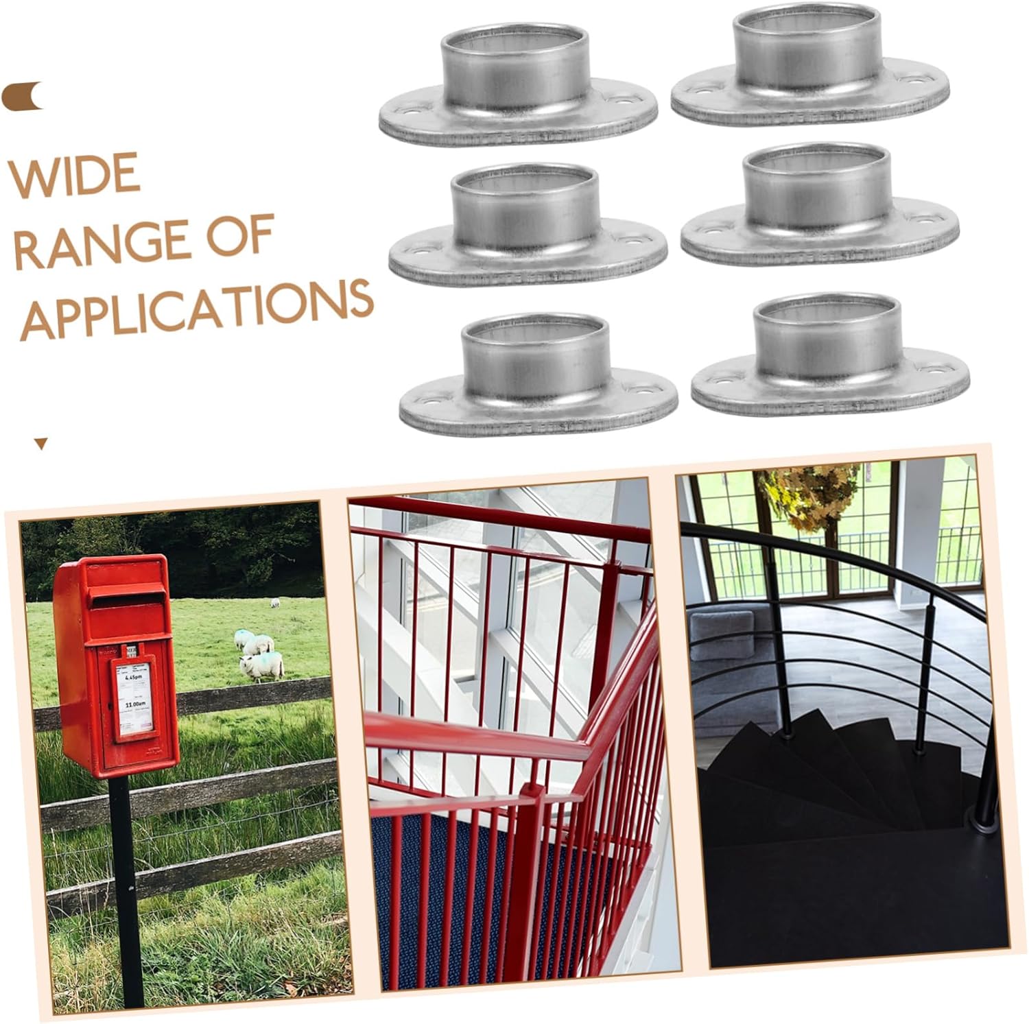 Mipcase 30pcs Post Flange Base Plates Heavy-Duty Railing Support Easy to Install Floor Flange for Decks and Fences Durable Connection for Tubes