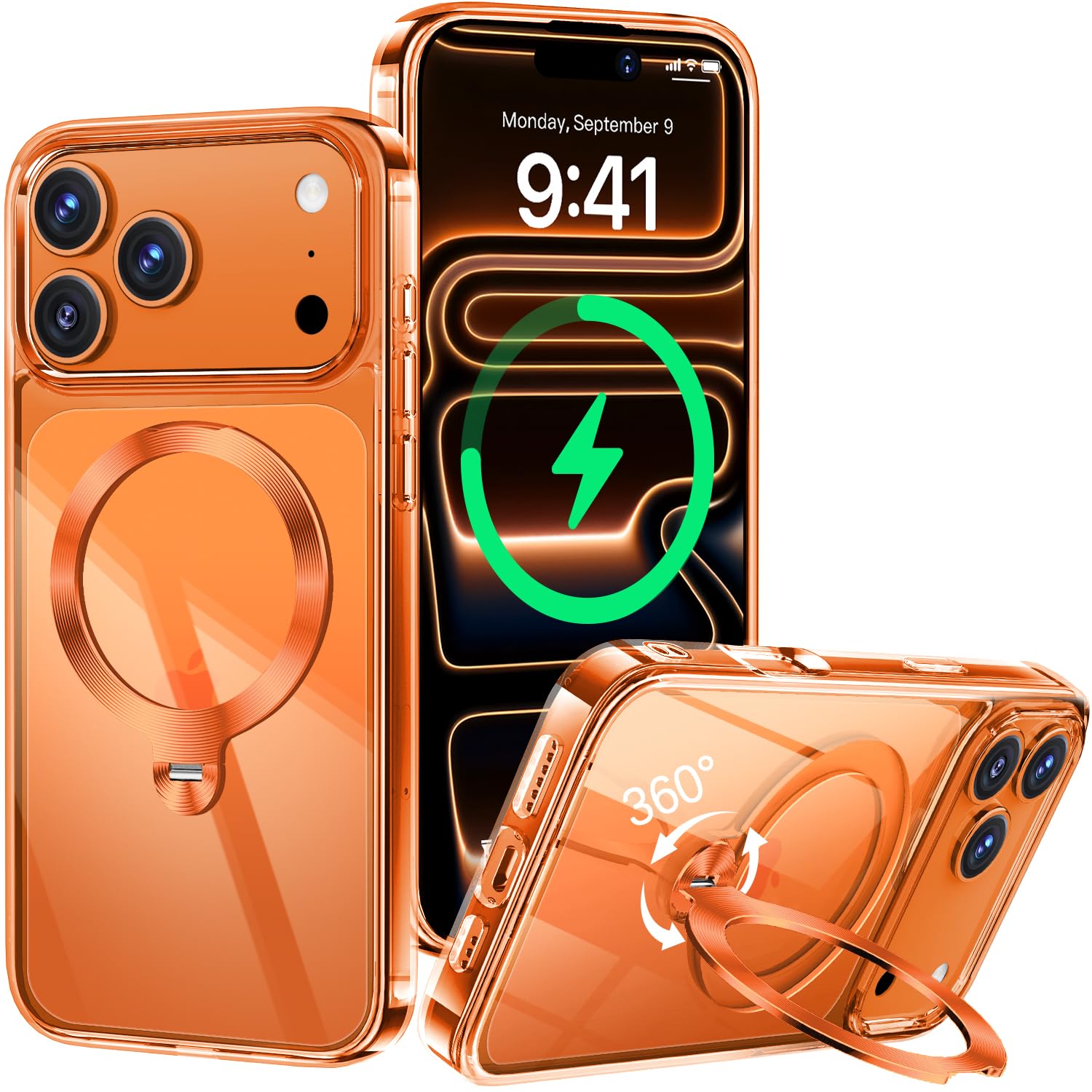 Apple iPhone 17proオレンジ ➕ケースとフィルター Amazon.co.jp: 【コズミックオレンジ専用色・360°回転CD スタンド