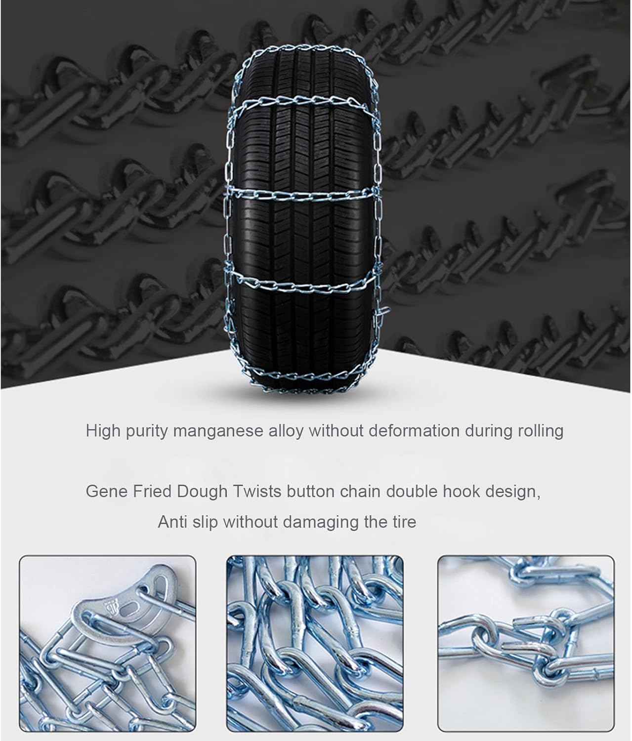Snow tire Chains, Anti Slip Snow Chains for SUV/Cars/Trucks/ATV Adjustable Anti-Skid Emergency Tire Straps, 2 Pcs P215/75R14