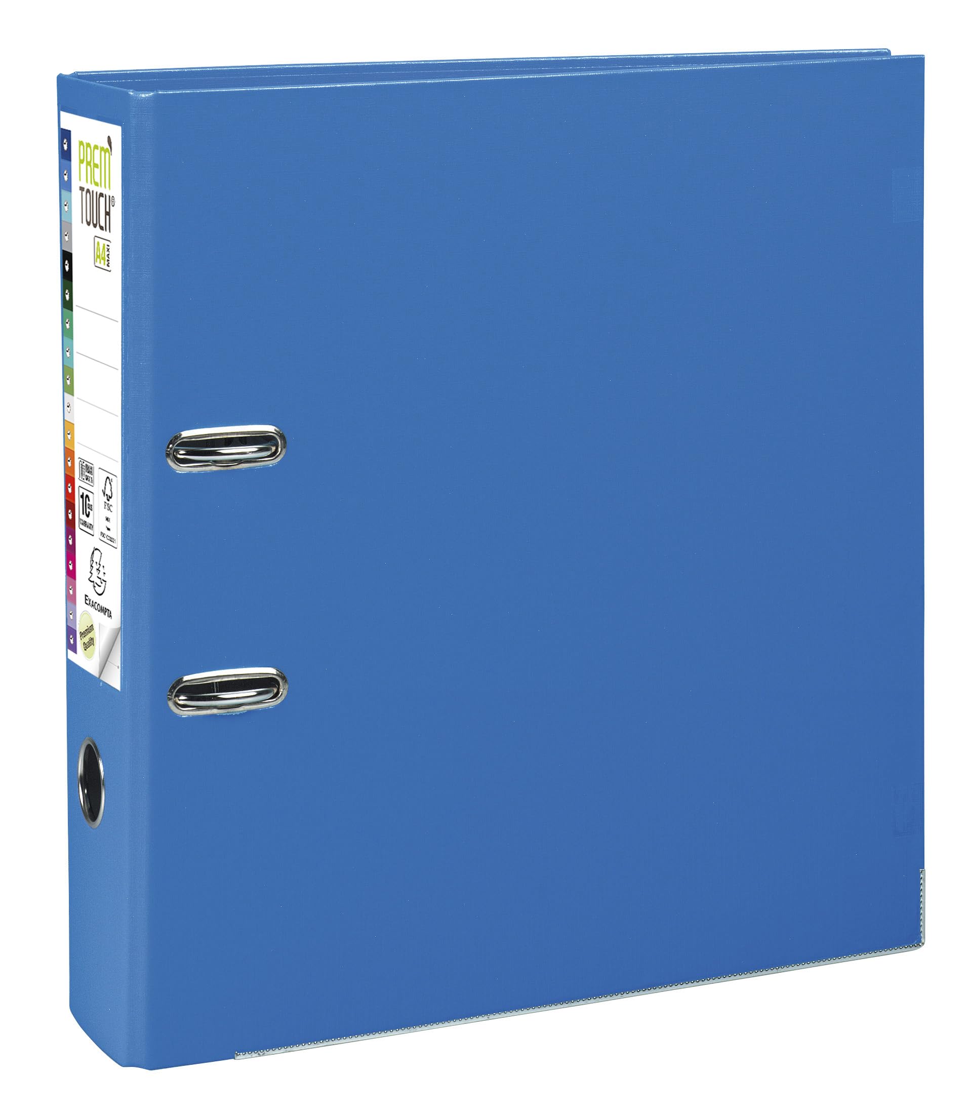 Exacompta - Réf. 53342E - Carton de 10 classeurs à levier A4 MAXI Prem'Touch - Dos 80 mm - Mécanique 80 mm - Dimensions extérieures : 32 x 30 x 8 cm - Format à classer A4 Maxi - Coloris : Bleu