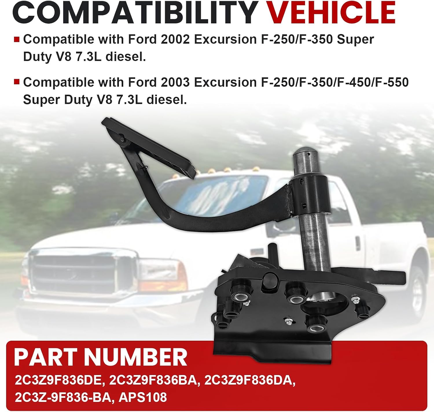 2C3Z9F836BA 2C3Z9F836DE Electronic Accelerator Gas Pedal Assembly, Adjustable Accelerator Pedal Sensor Compatible with Ford 2002 2003 Excursion F250/F350 Super Duty V8 7.3L Diesel Replace# APS108