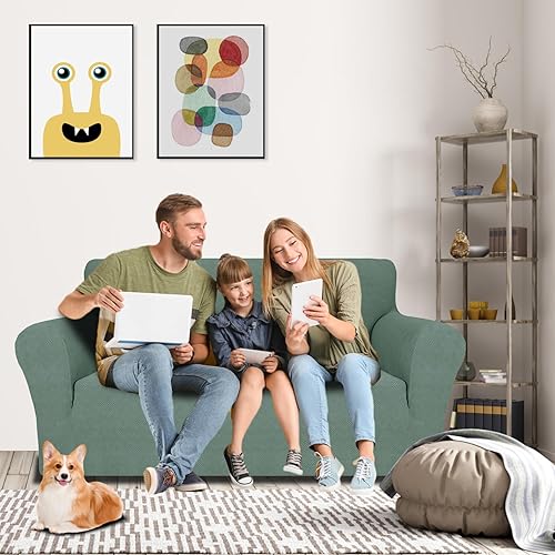 Miniatura 243 de MAXIJIN Funda súper elástica para sofá de 3 cojines, funda universal de 1 pieza para sofá de sala de estar, protector de muebles de elastano, apto